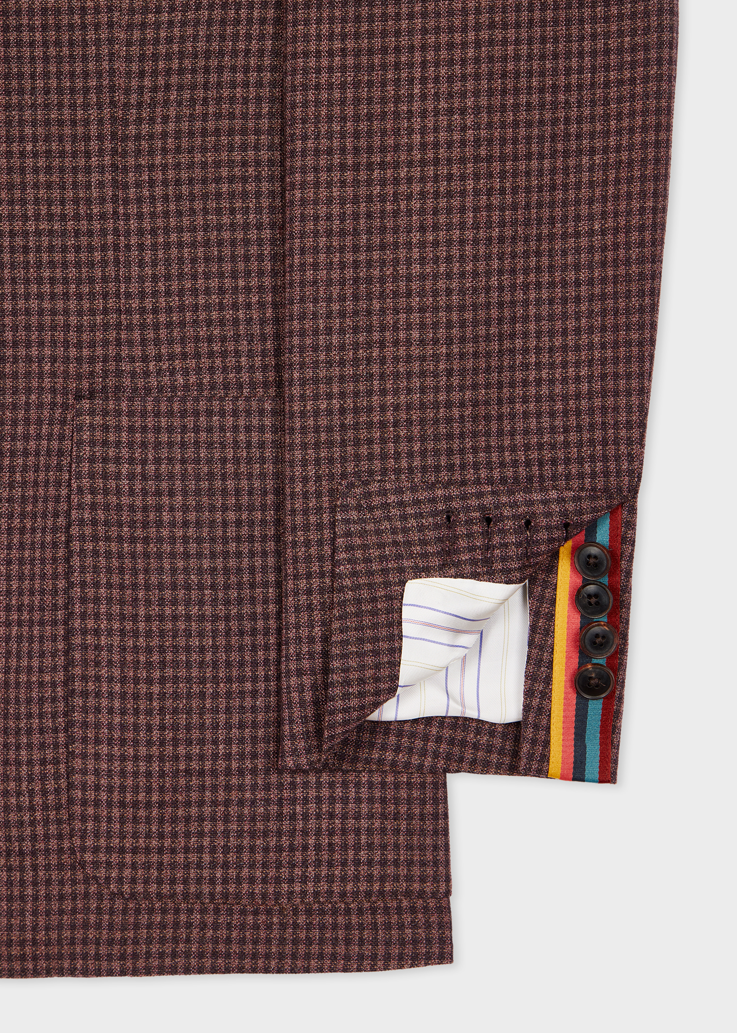 Brown Stretch-Wool Gingham Check Blazer thumbnail 5