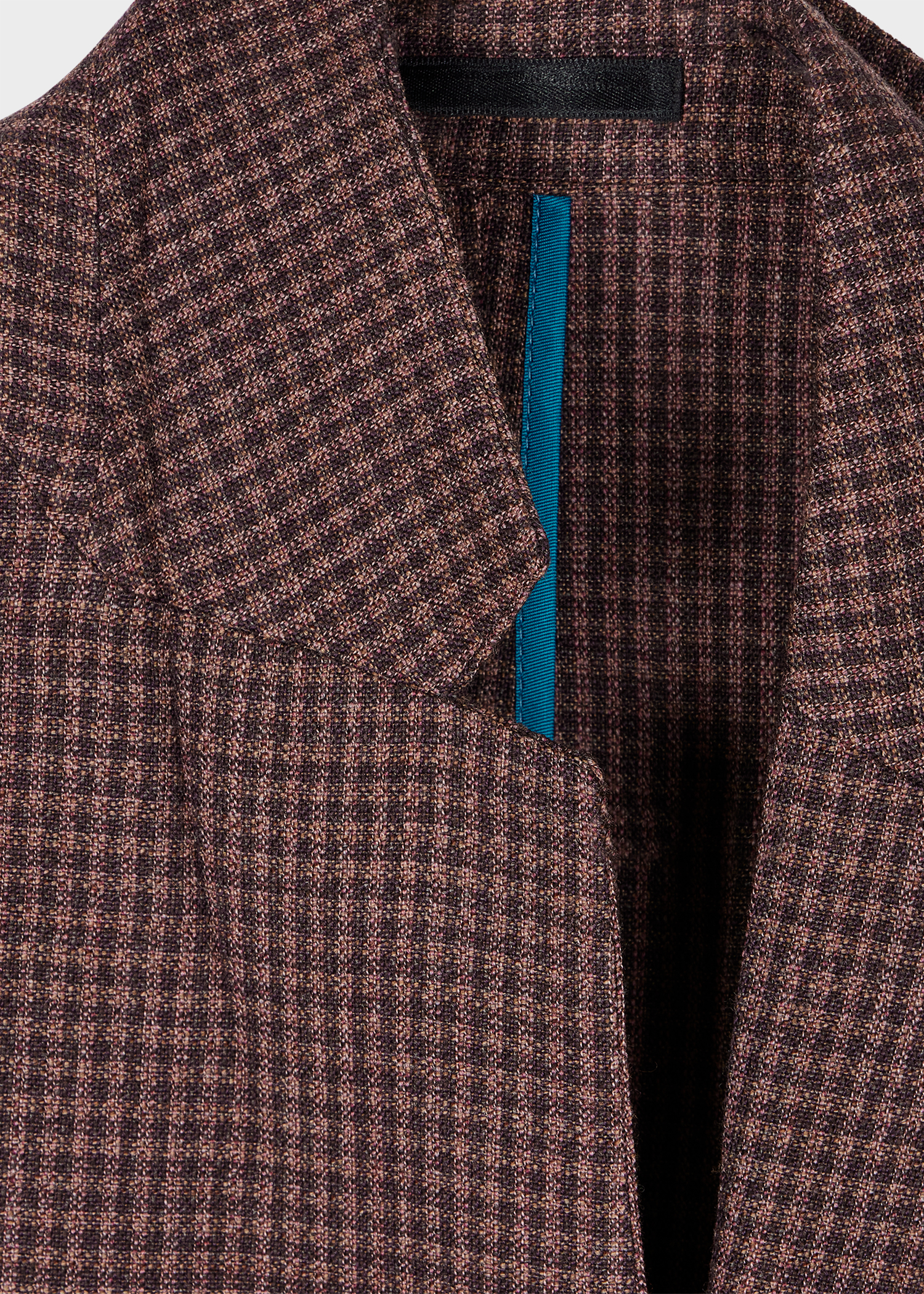 Brown Stretch-Wool Gingham Check Blazer thumbnail 6