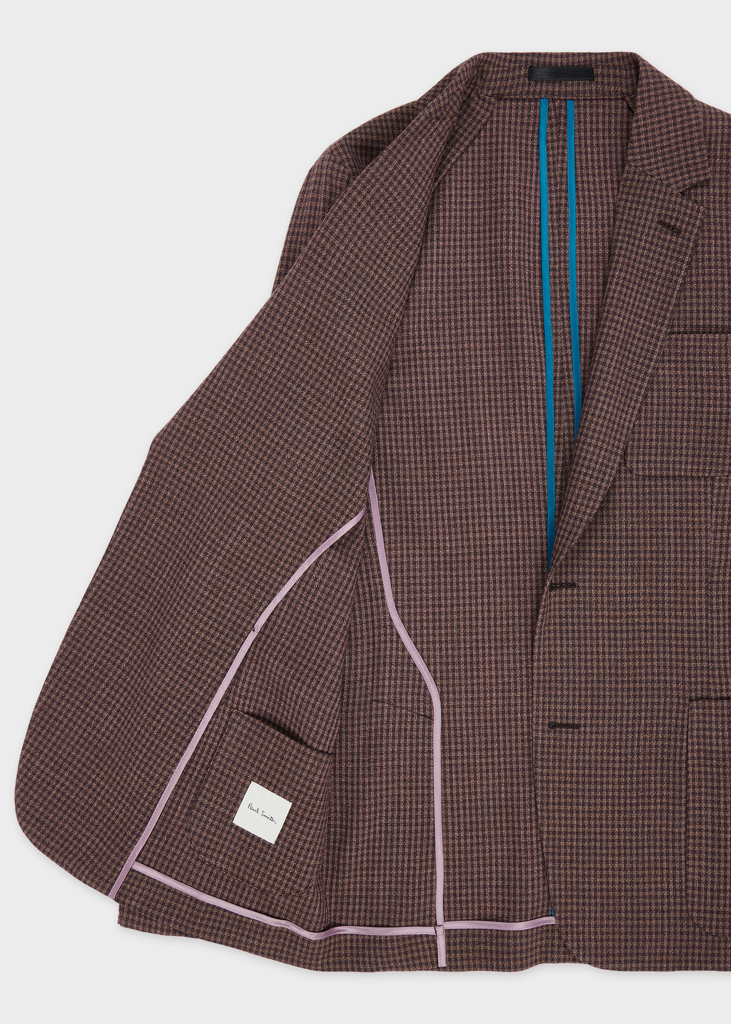 Brown Stretch-Wool Gingham Check Blazer thumbnail 7