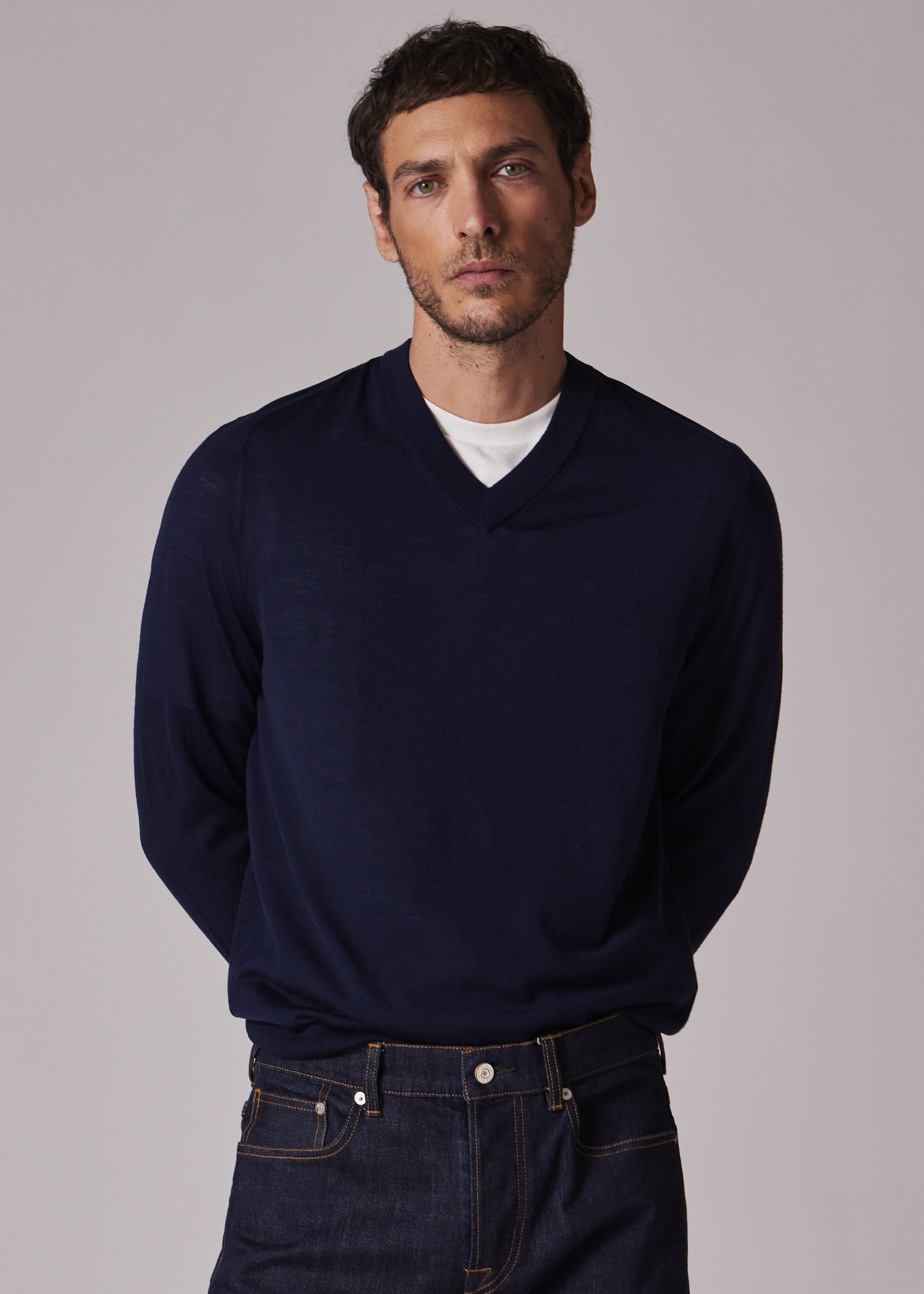 polo ralph lauren Pull à col V torsadé en coton | Bleu