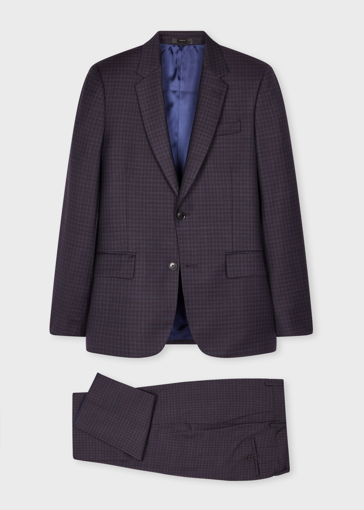 The Soho - Tailored-Fit Dark Purple Check Stretch-Wool Suit thumbnail 6