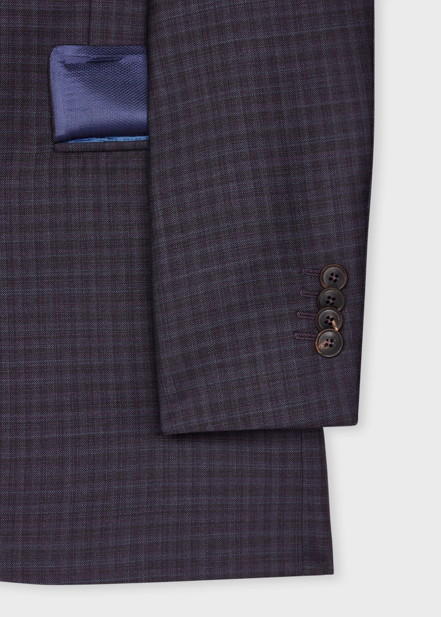 The Soho - Tailored-Fit Dark Purple Check Stretch-Wool Suit thumbnail 8