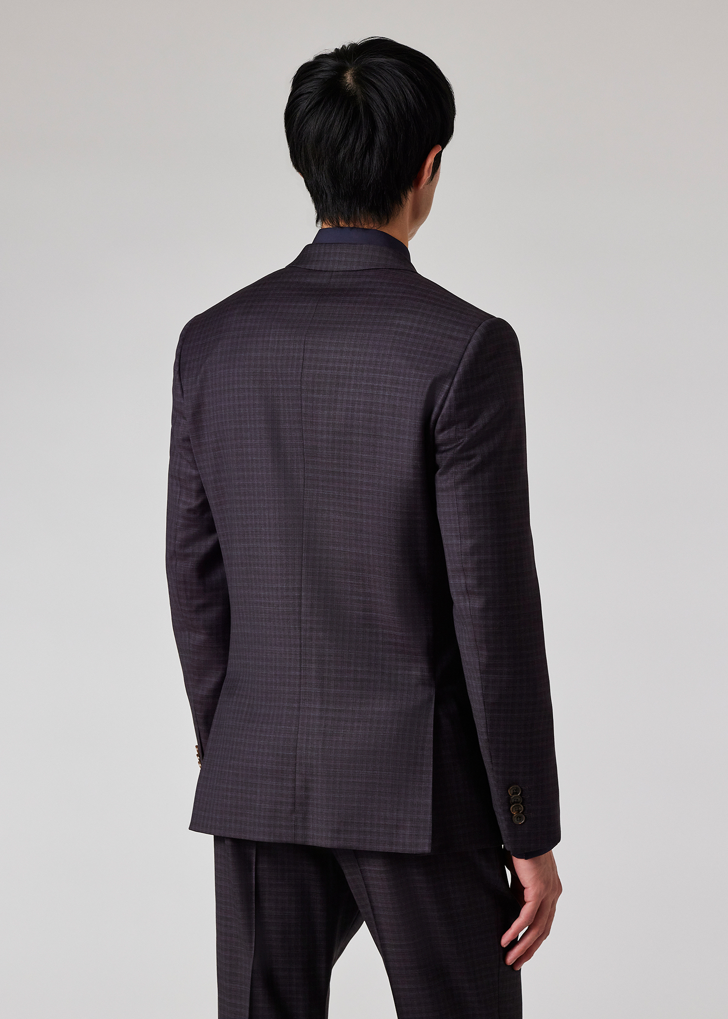 The Soho - Tailored-Fit Dark Purple Check Stretch-Wool Suit thumbnail 3