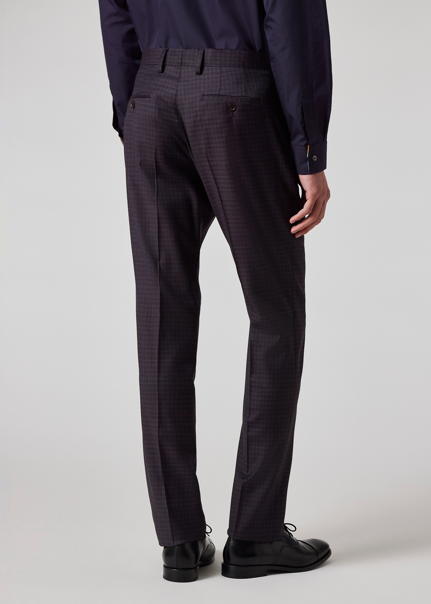 The Soho - Tailored-Fit Dark Purple Check Stretch-Wool Suit thumbnail 5