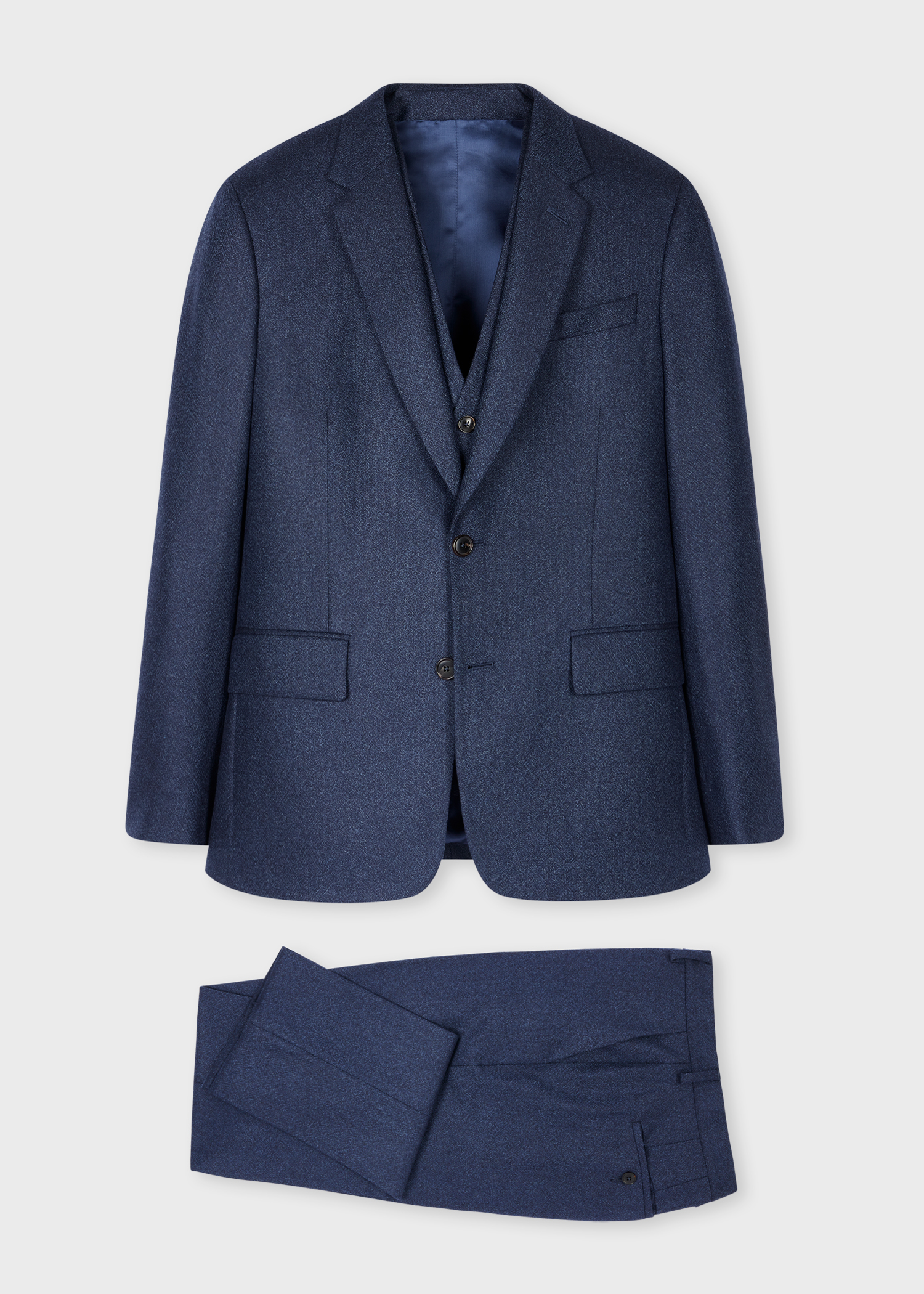 The Soho - Tailored-Fit Navy Capolavoro Tweed Three-Piece Suit thumbnail 8