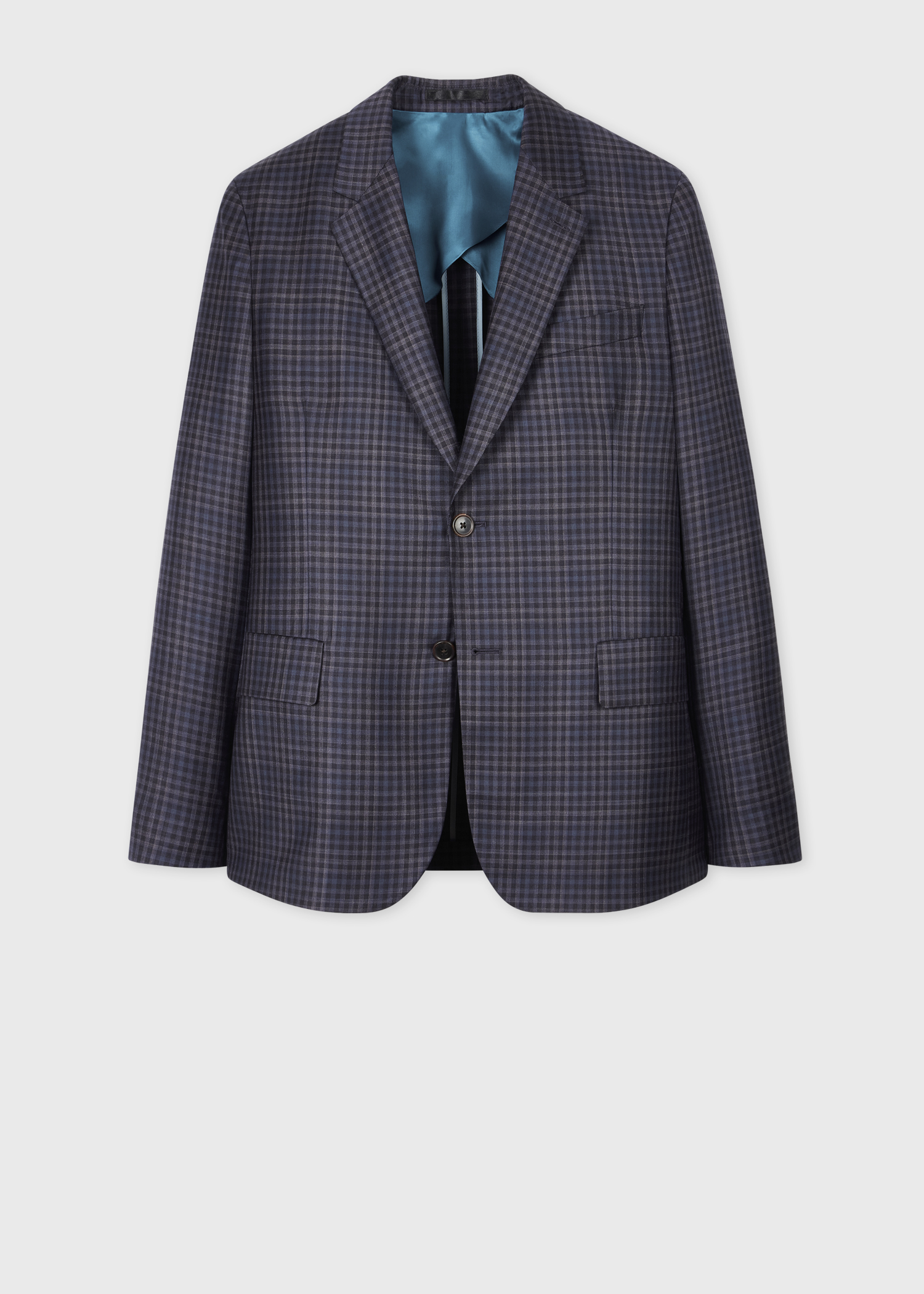 Dark Purple Check Wool Buggy-Lined Blazer primary image