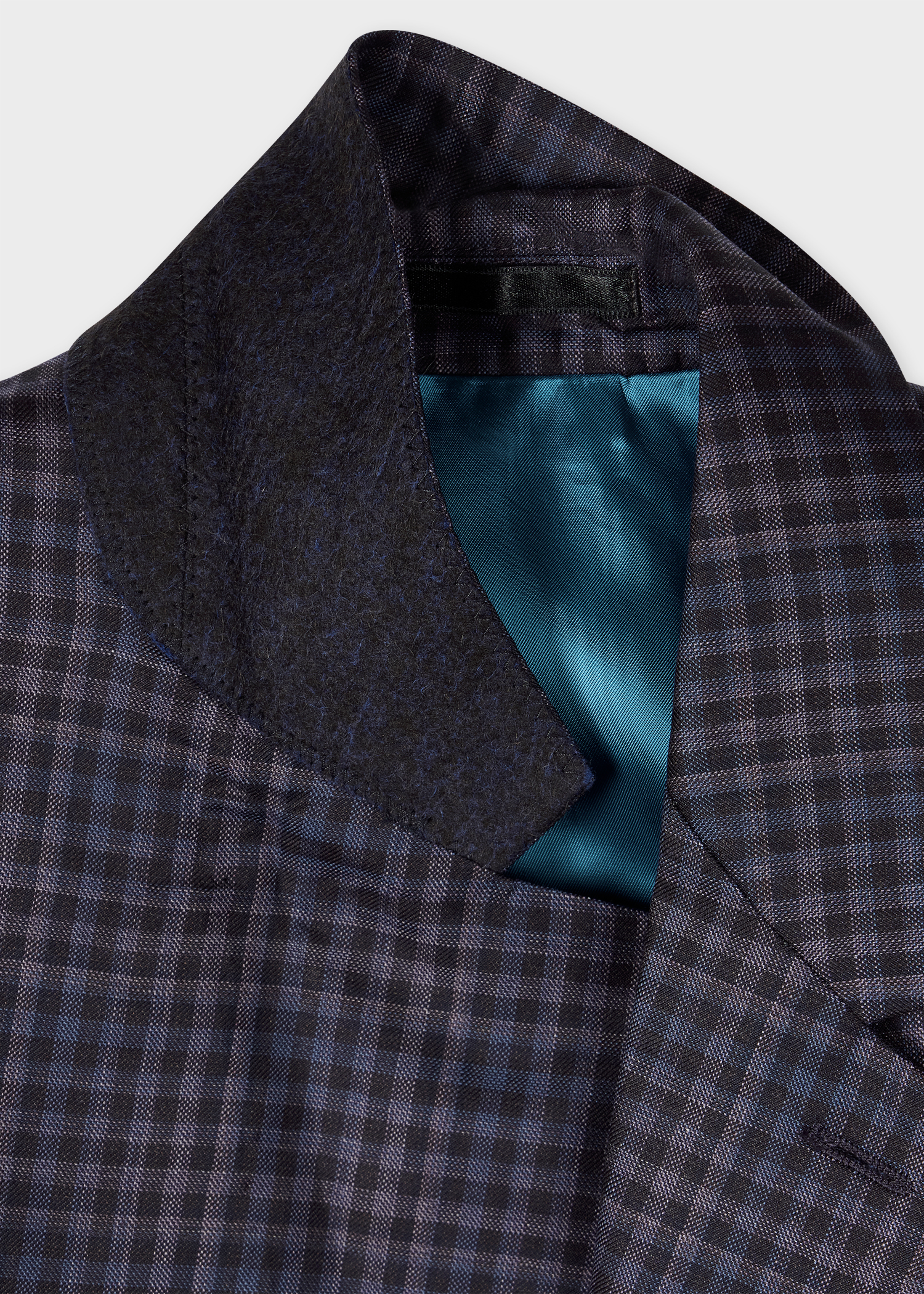 Dark Purple Check Wool Buggy-Lined Blazer thumbnail 2