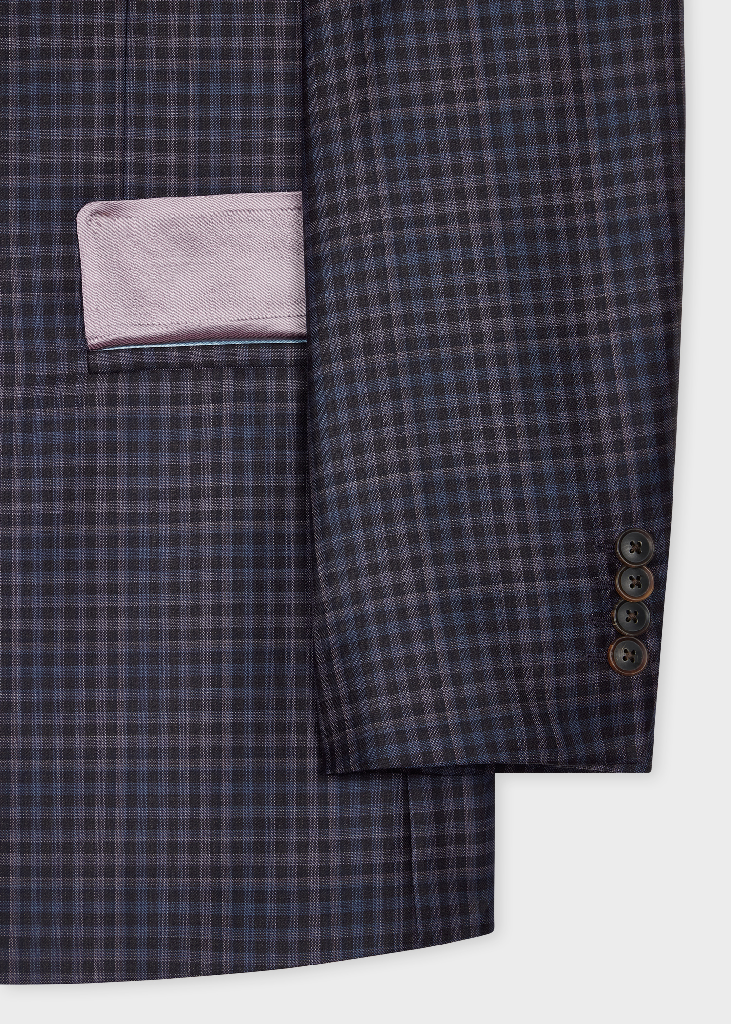 Dark Purple Check Wool Buggy-Lined Blazer thumbnail 3