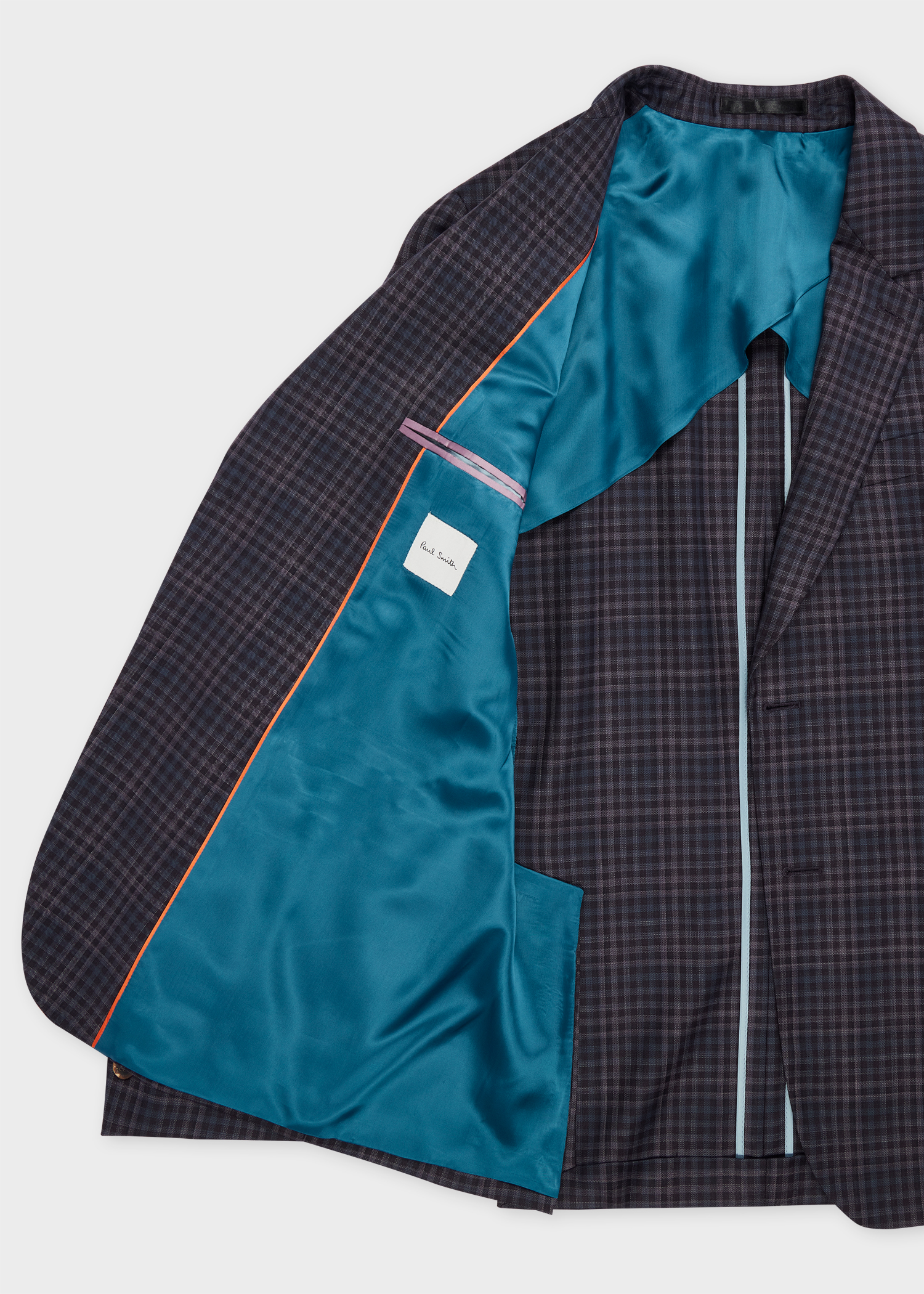 Dark Purple Check Wool Buggy-Lined Blazer thumbnail 4