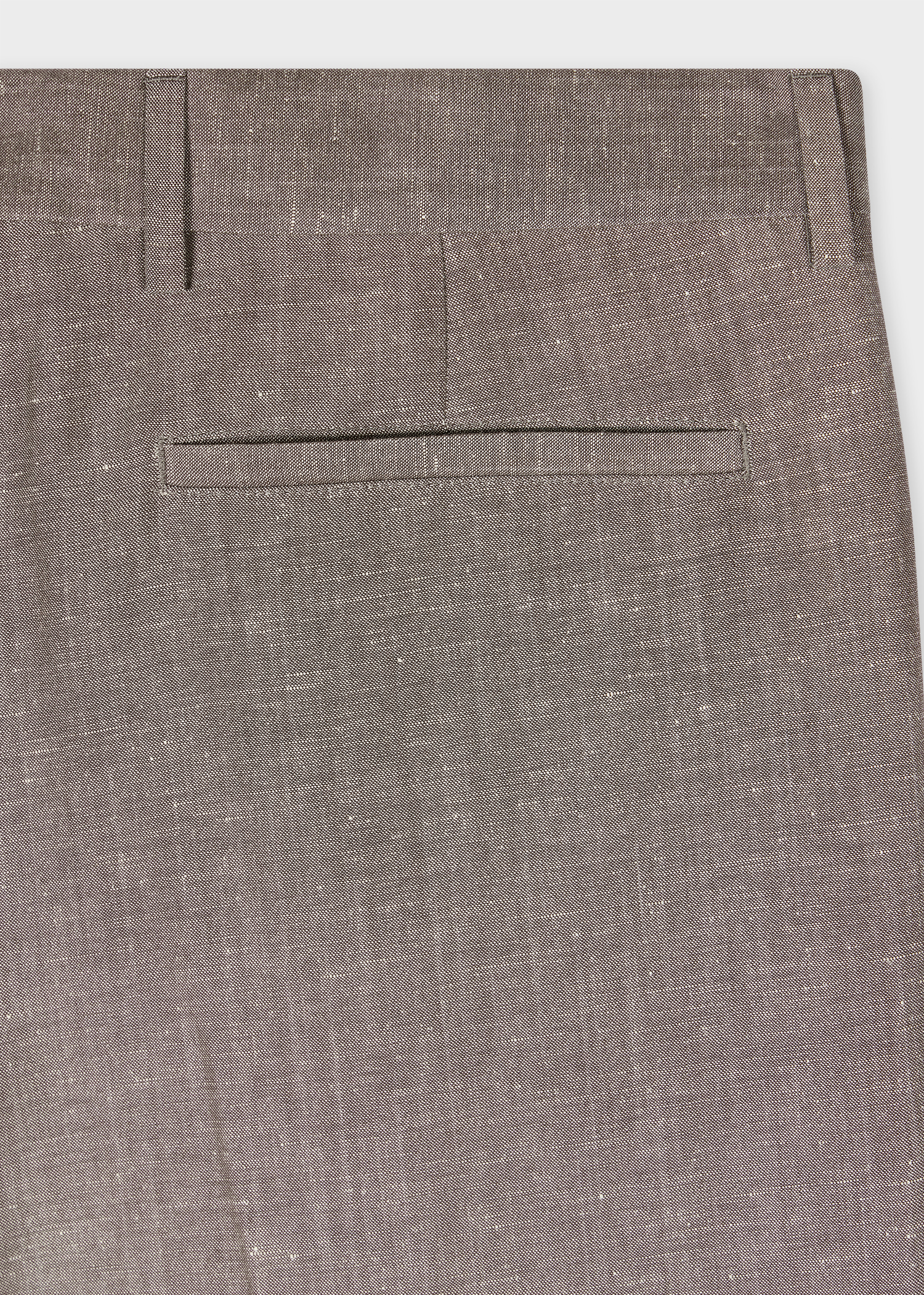 Tapered-Fit Light Brown Linen-Wool Pleated Trousers thumbnail 2