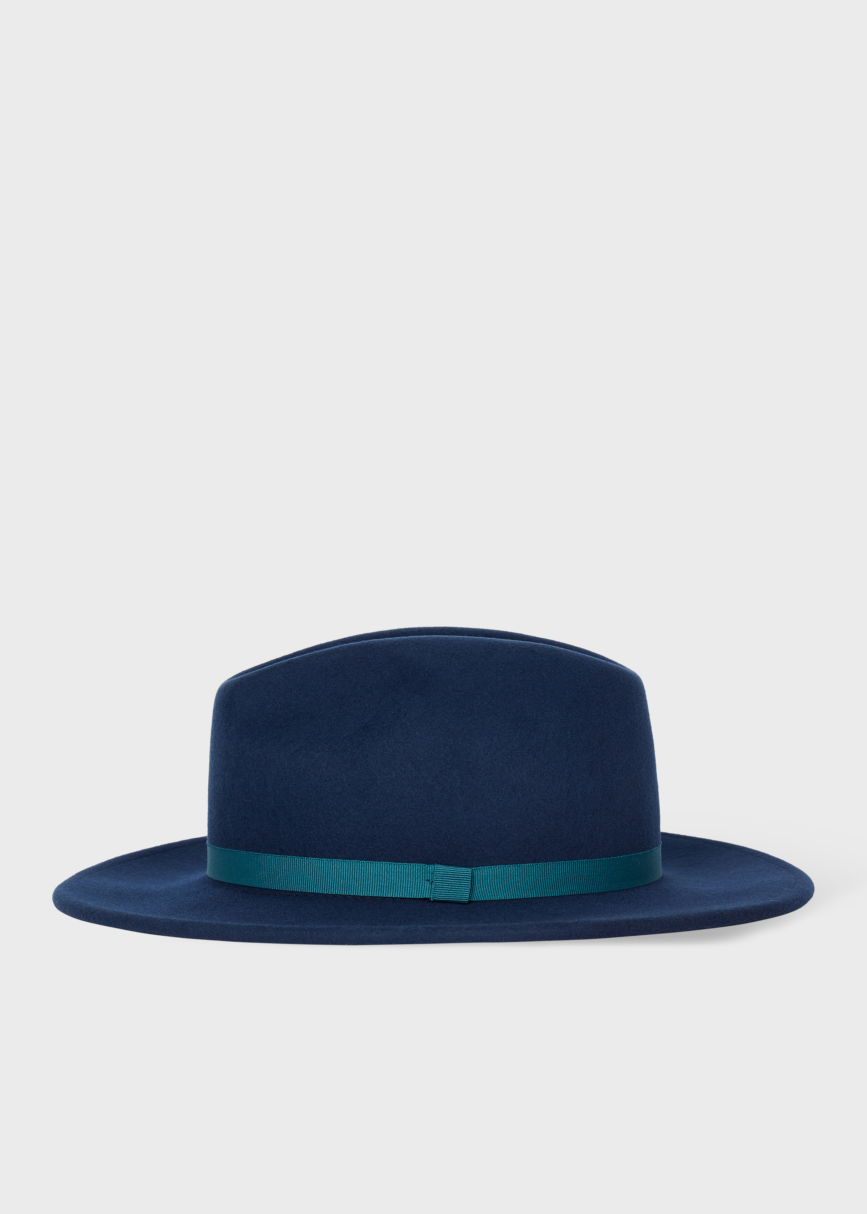 Paul Smith Vintage Wool Felt Fedora Hat • Navy Blue Ribbon Trim • Classic Preppy Blue Vintage Style 1930 main image 2