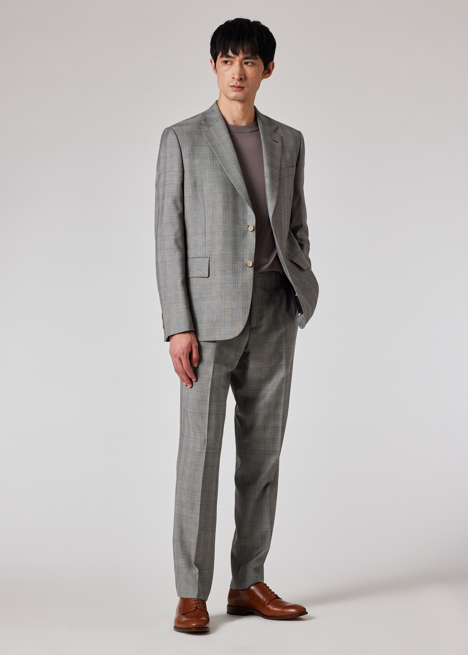 The Brierley - Light Grey Check Wool Suit thumbnail 2