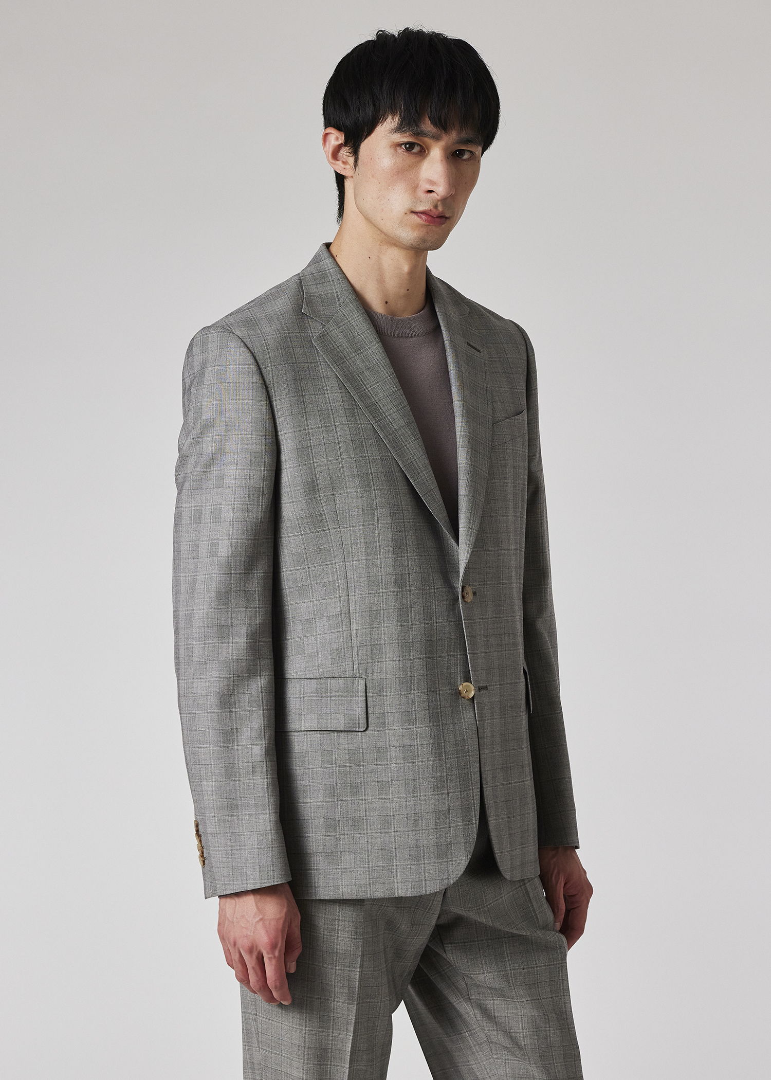 The Brierley - Light Grey Check Wool Suit primary image