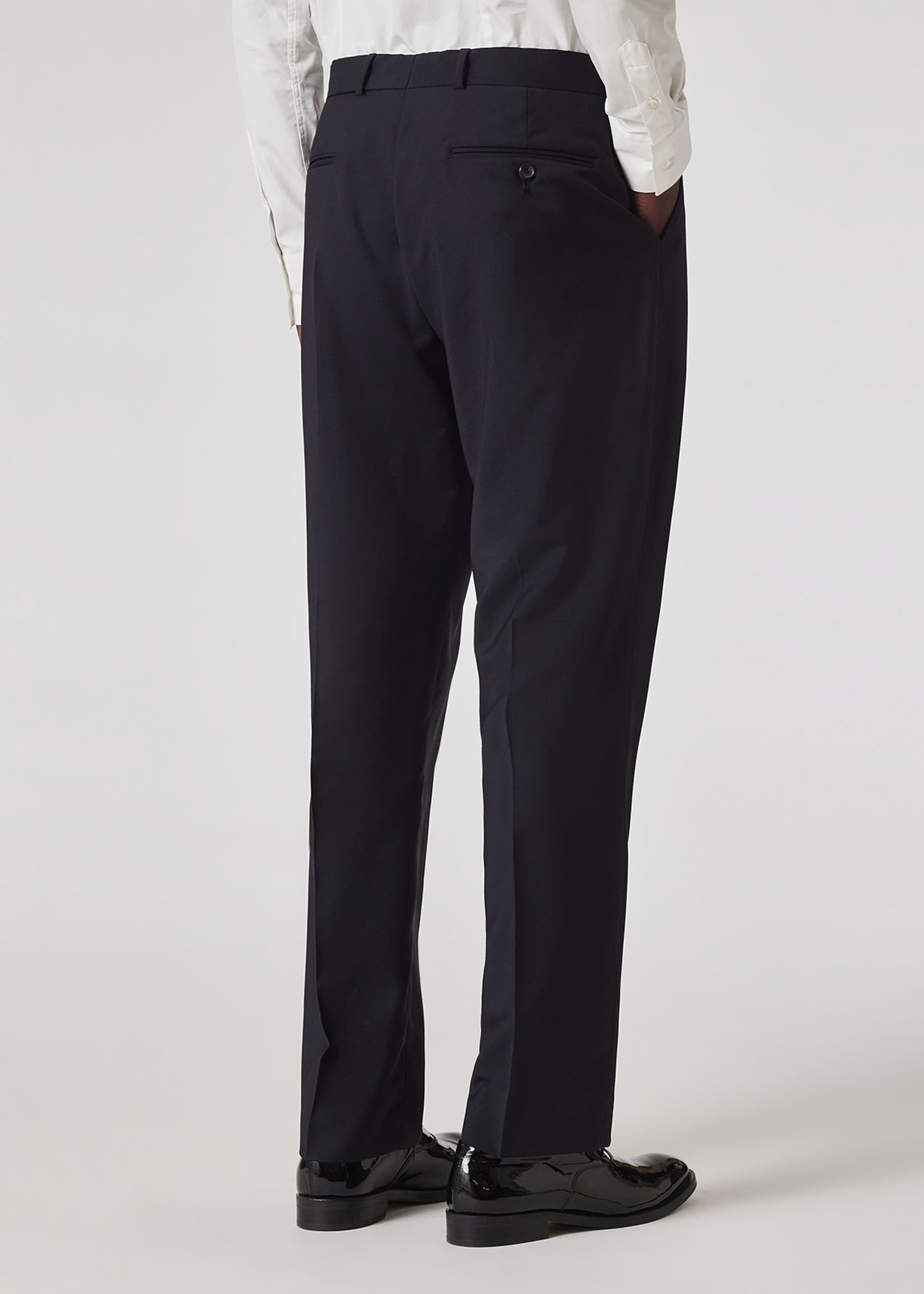 Dark Navy Wool-Mohair Pleated Trousers thumbnail 3