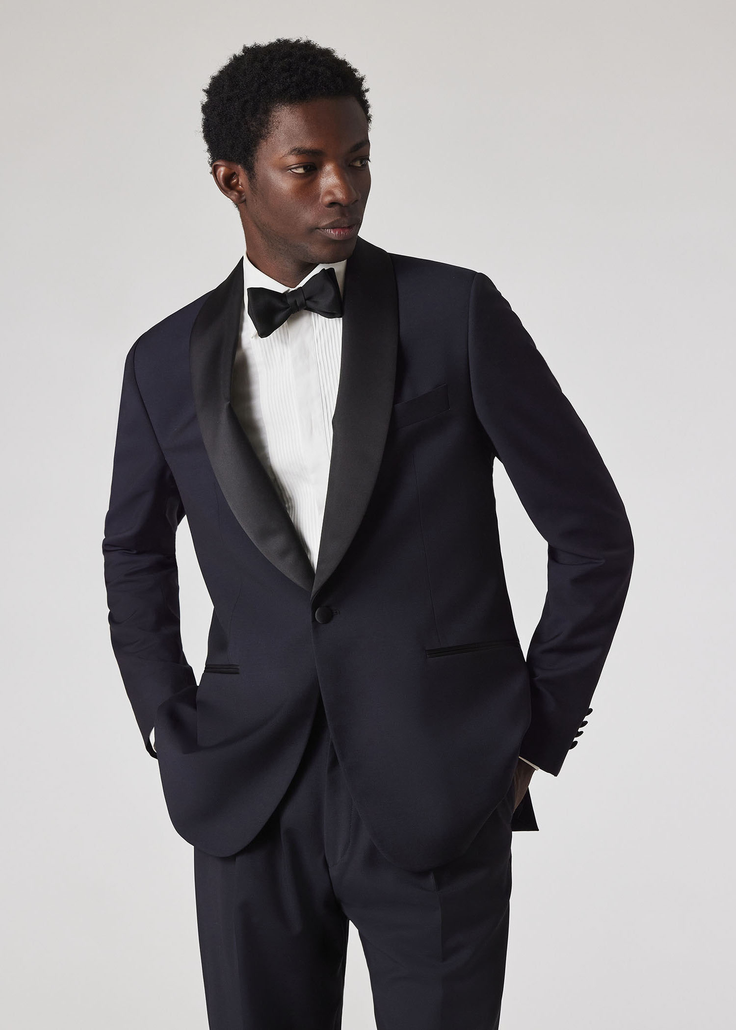 Tailored-Fit Dark Navy Wool-Mohair Evening Blazer primary image