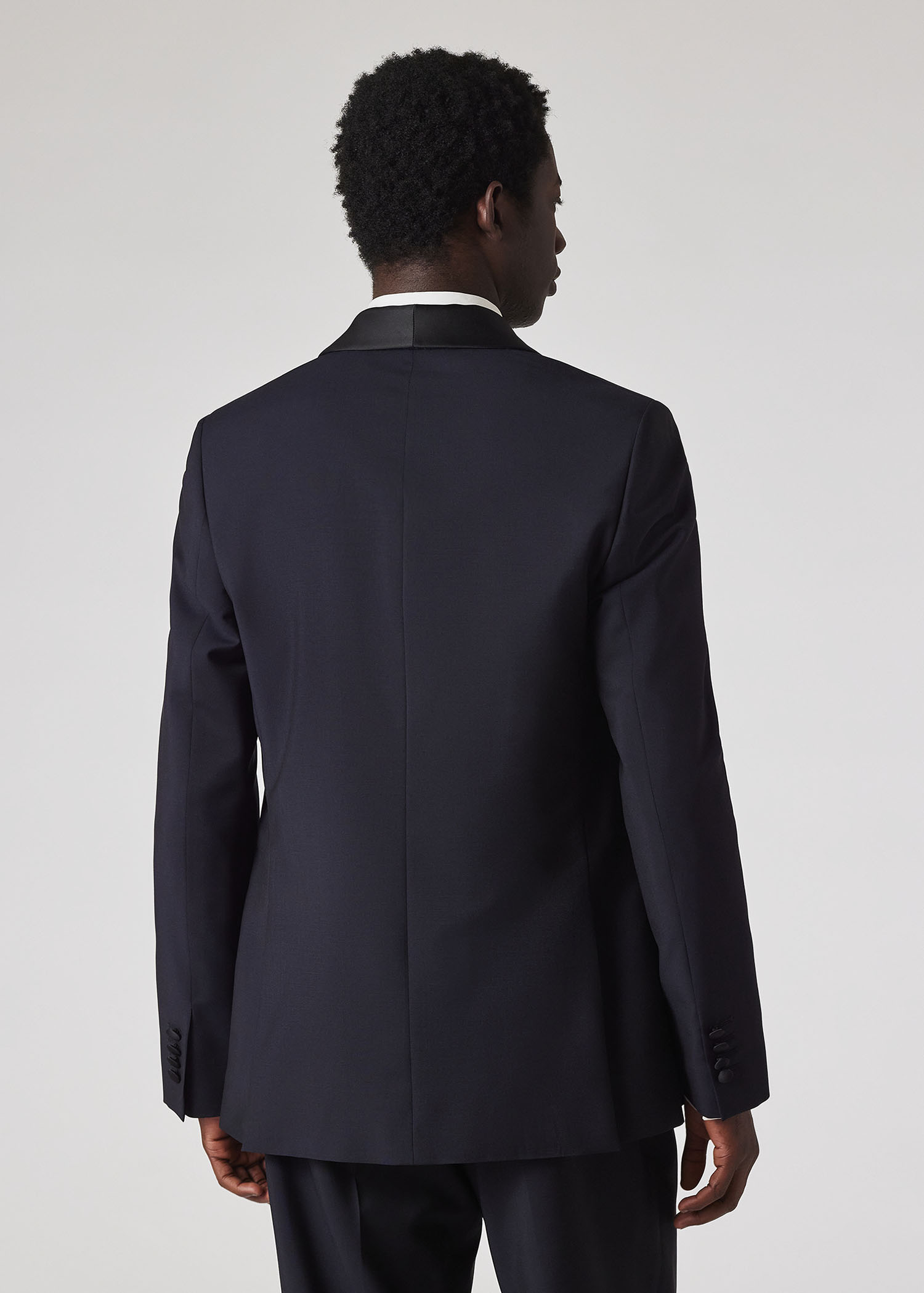 Tailored-Fit Dark Navy Wool-Mohair Evening Blazer thumbnail 3