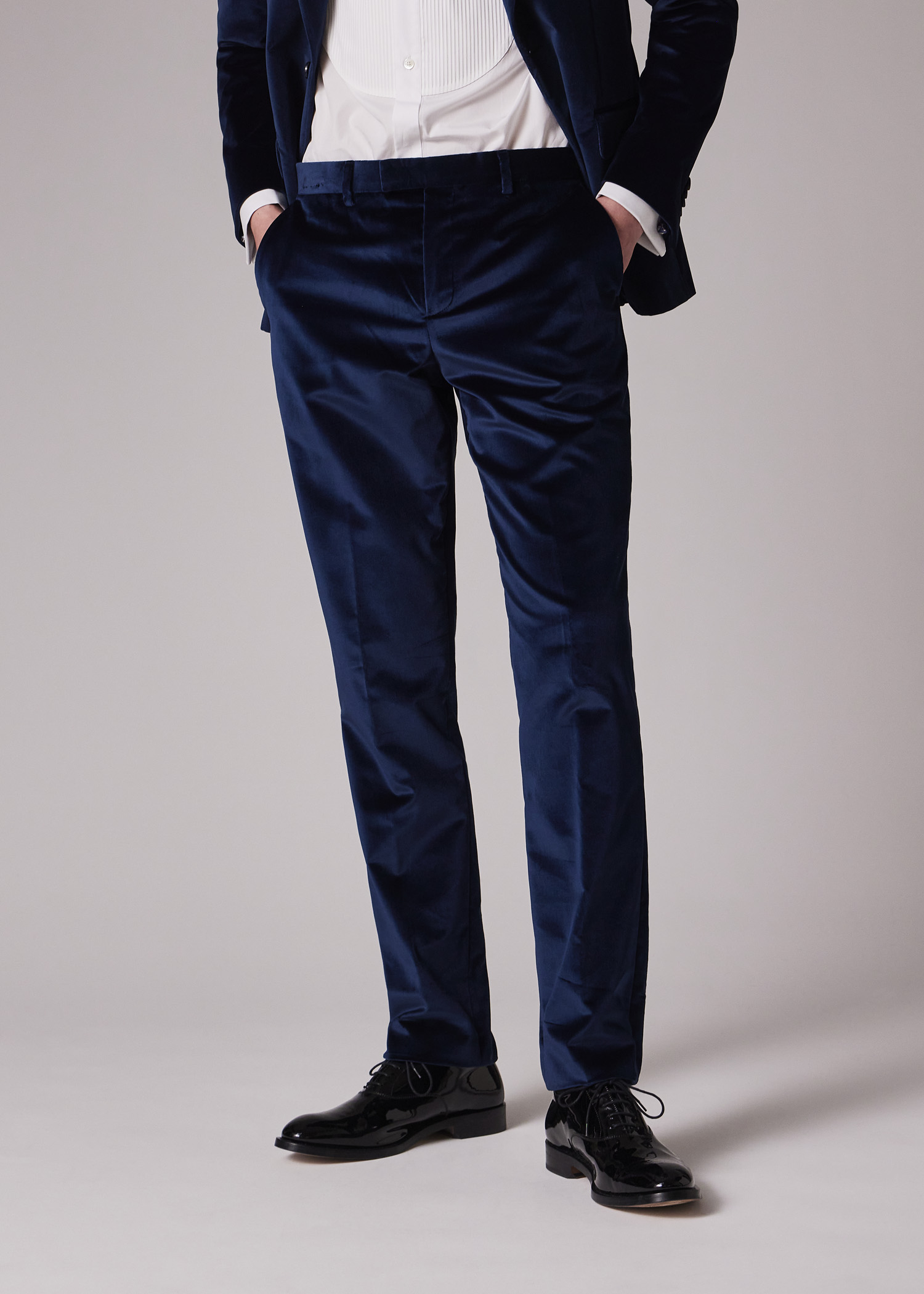 Slim-Fit Navy Velvet Trousers thumbnail 3