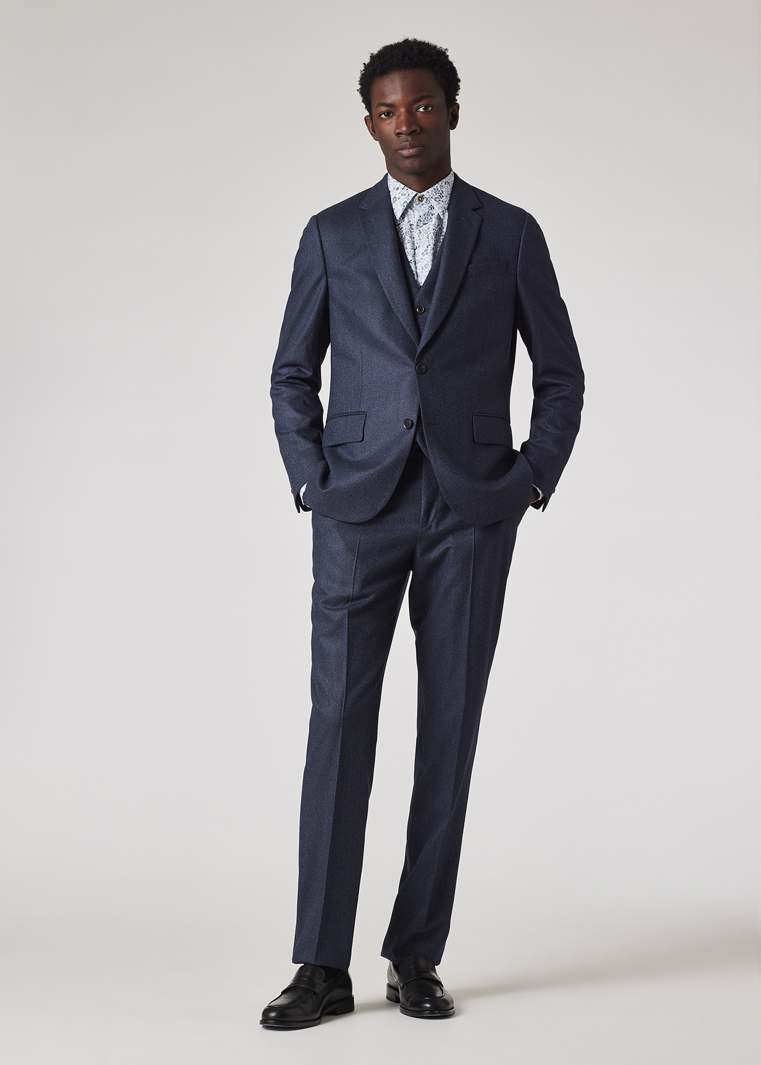 The Soho - Tailored-Fit Navy Capolavoro Tweed Three-Piece Suit thumbnail 2