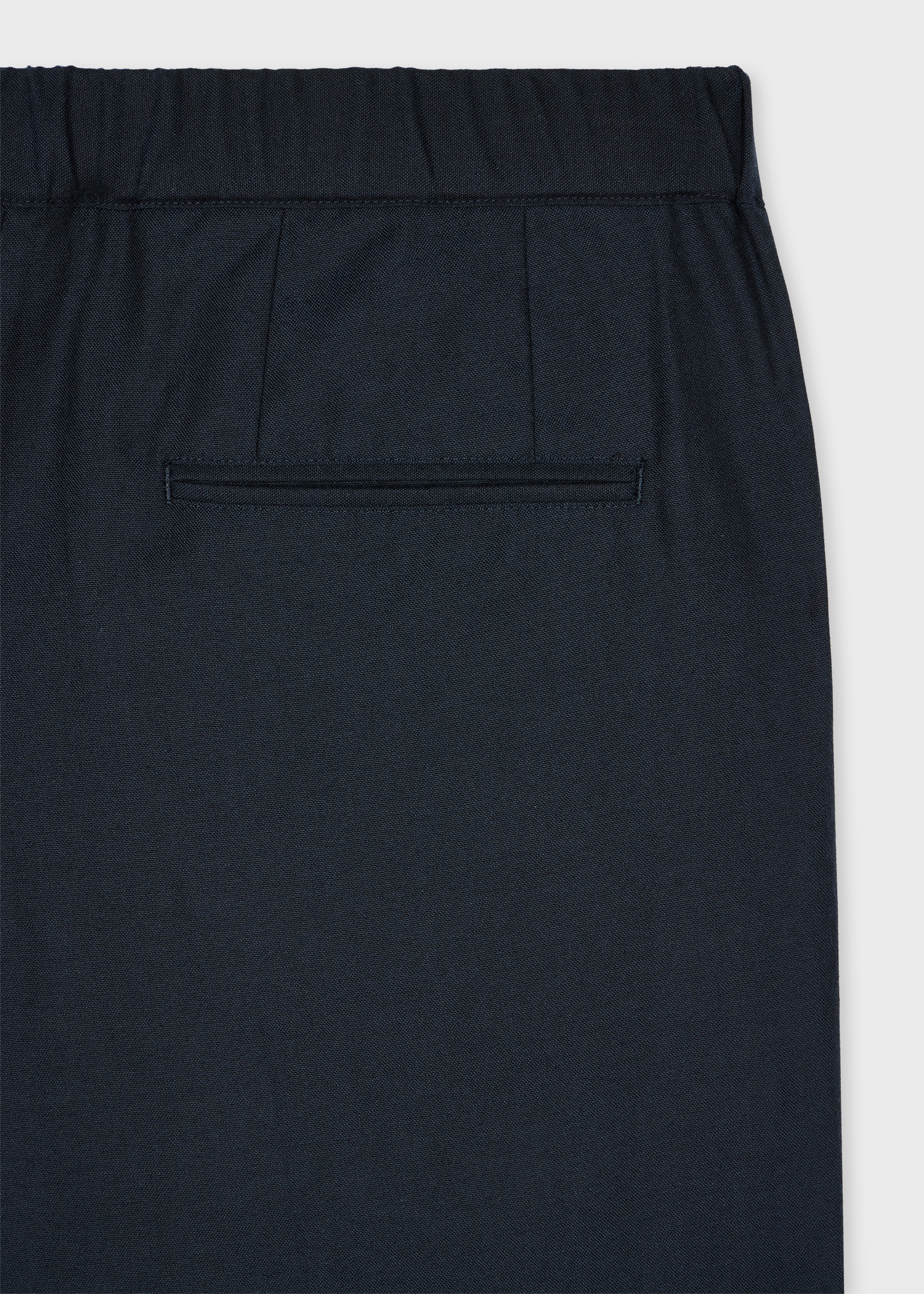 Navy Wool And Cotton-Blend Elasticated Waist Trousers thumbnail 5
