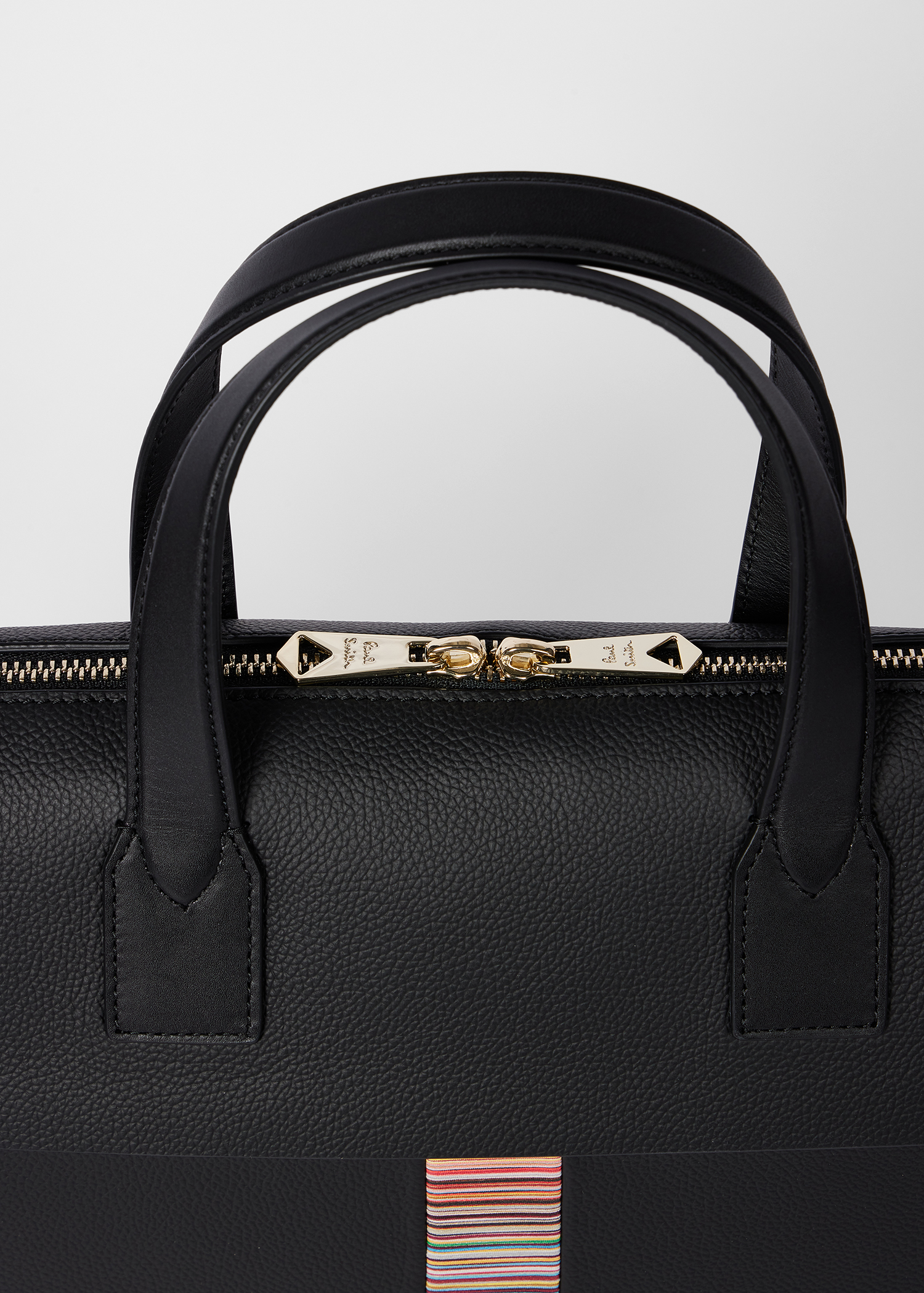 Men's Black Leather 'Signature Stripe' Trim Folio