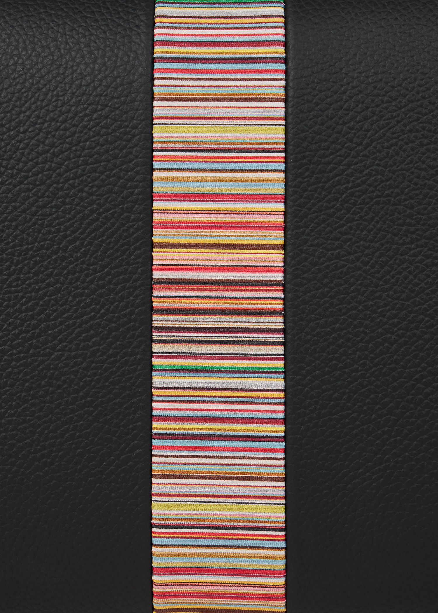 Black Leather 'Signature Stripe' Trim Wash Bag