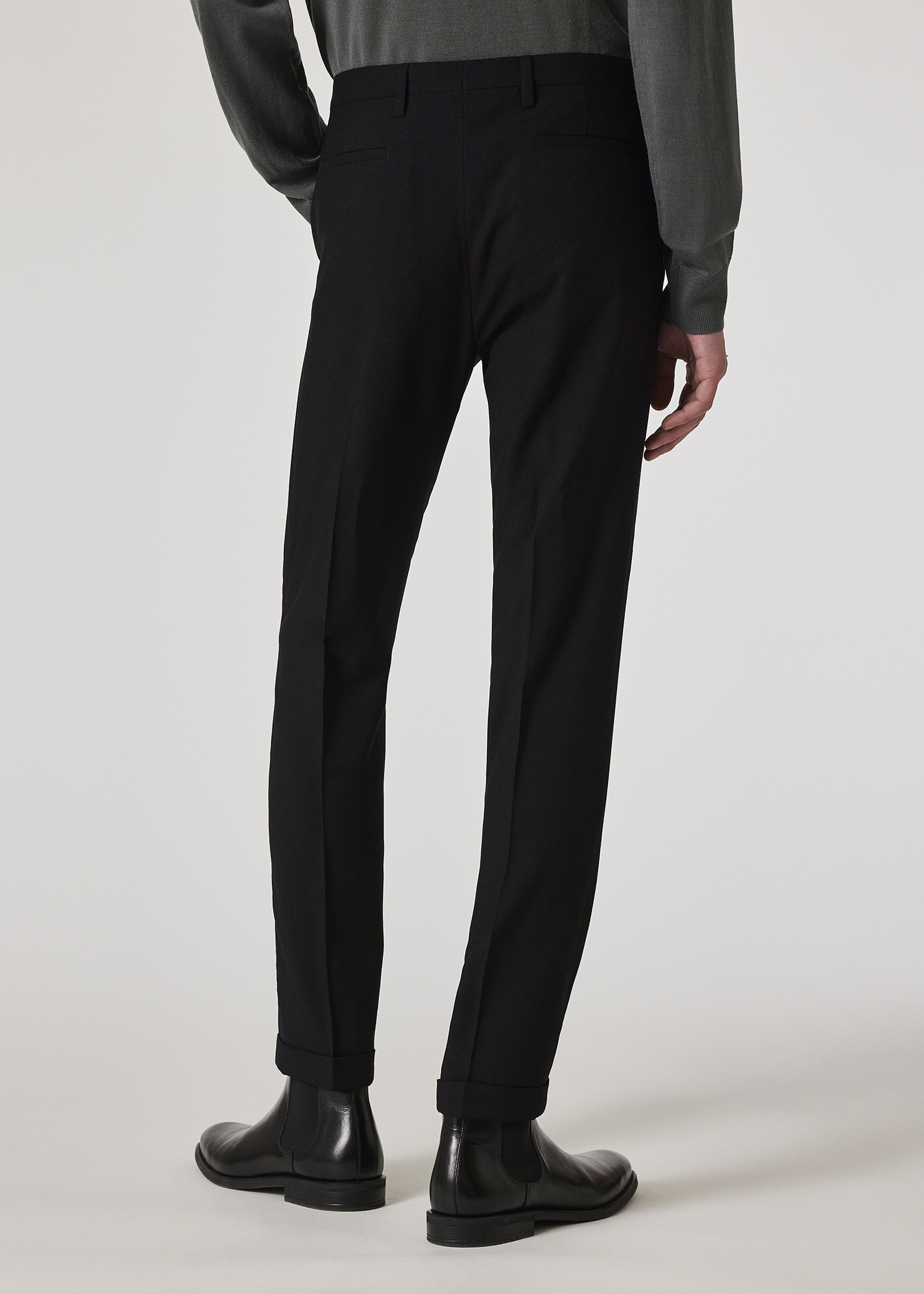 Slim-Fit Black Two-Ply Merino Wool Trousers thumbnail 4