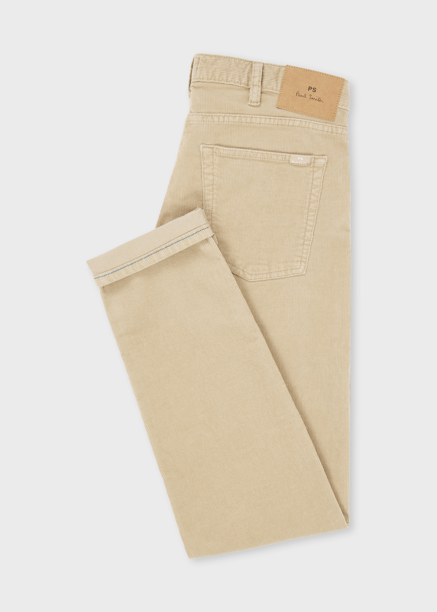Tapered-Fit Beige Corduroy Trousers thumbnail 5