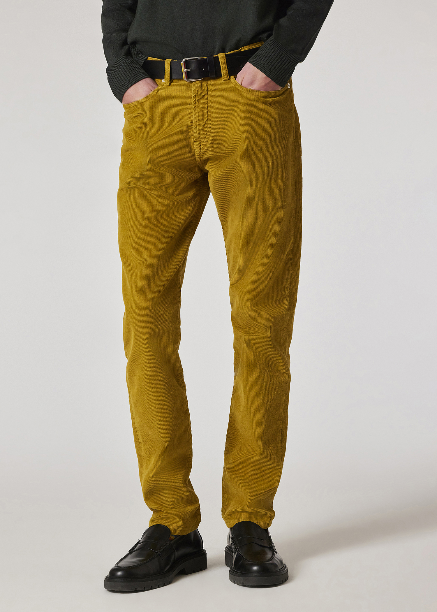 Tapered-Fit Mustard Yellow Corduroy Trousers primary image