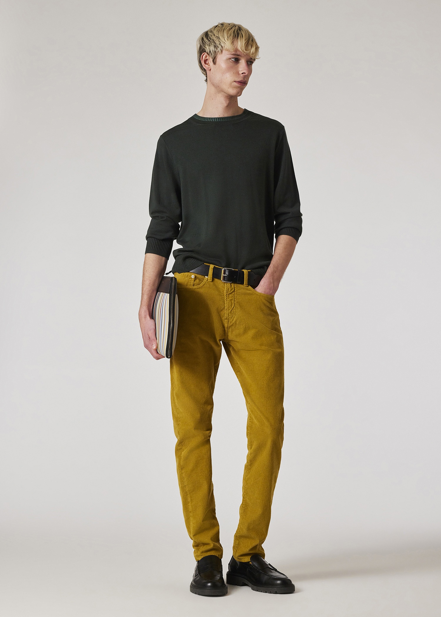 Tapered-Fit Mustard Yellow Corduroy Trousers thumbnail 2
