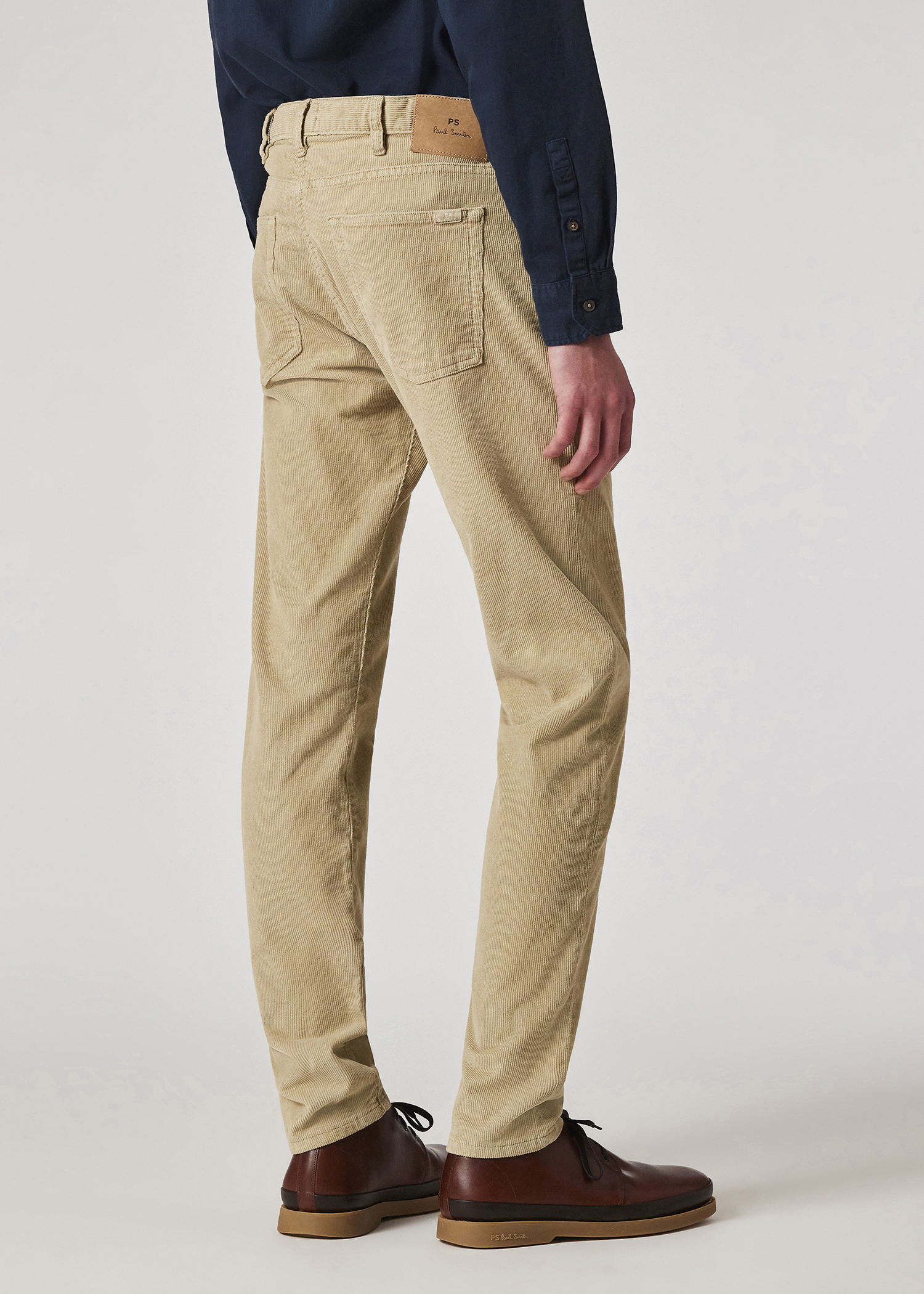 Tapered-Fit Beige Corduroy Trousers thumbnail 3