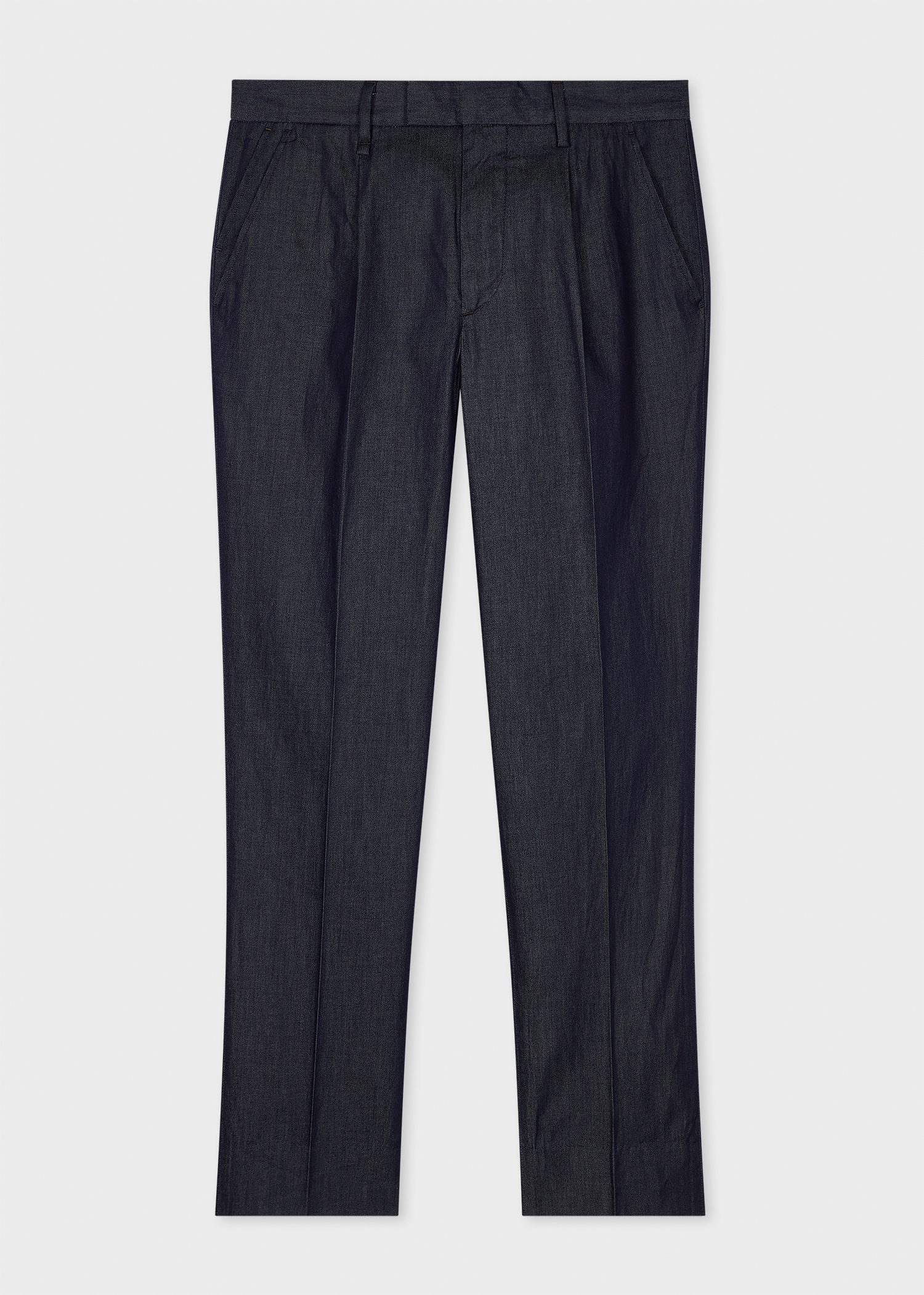 Indigo Rinse Cotton-Twill Pleated Trousers thumbnail 4