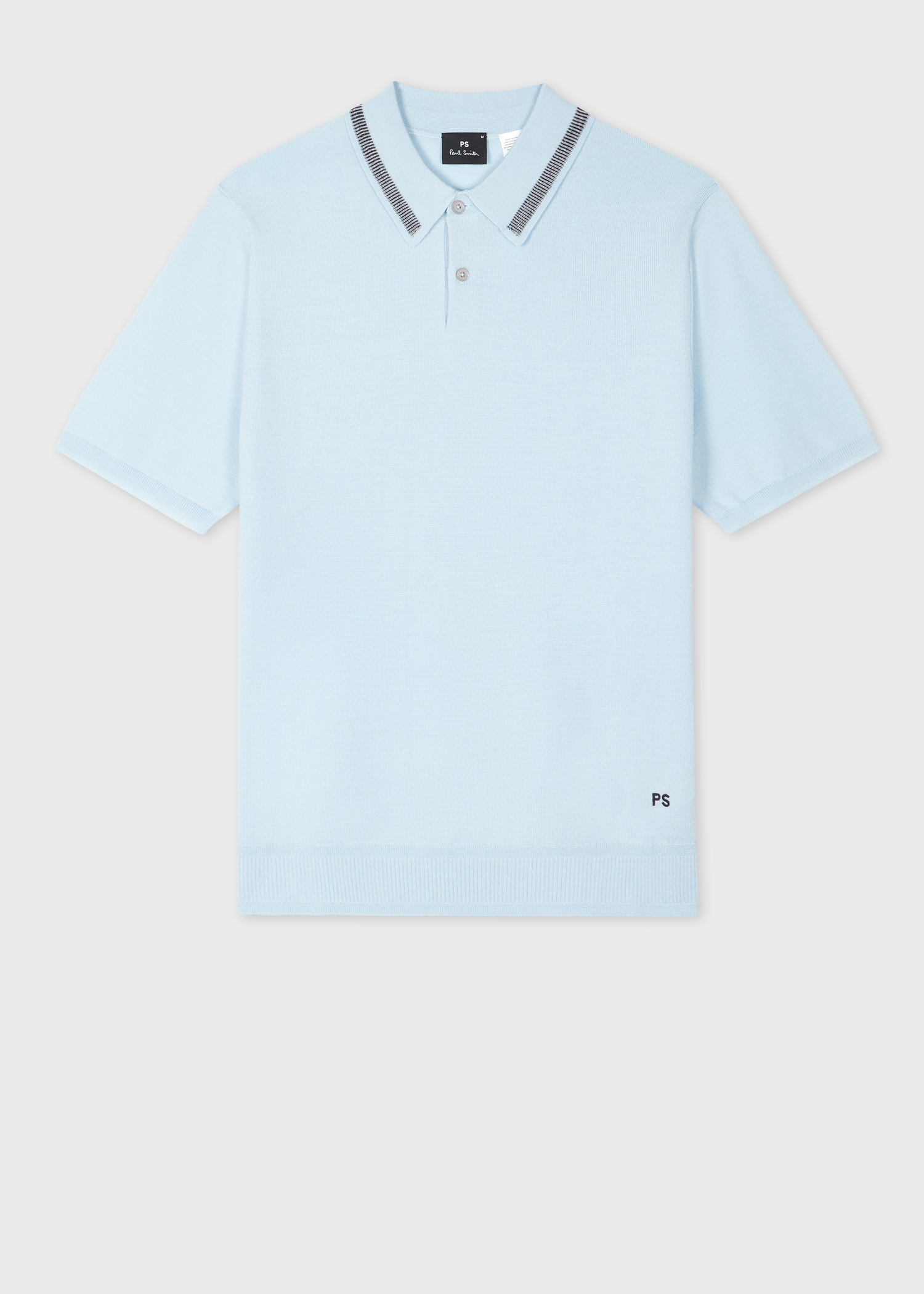 Men's Light Blue Merino Wool Polo Shirt