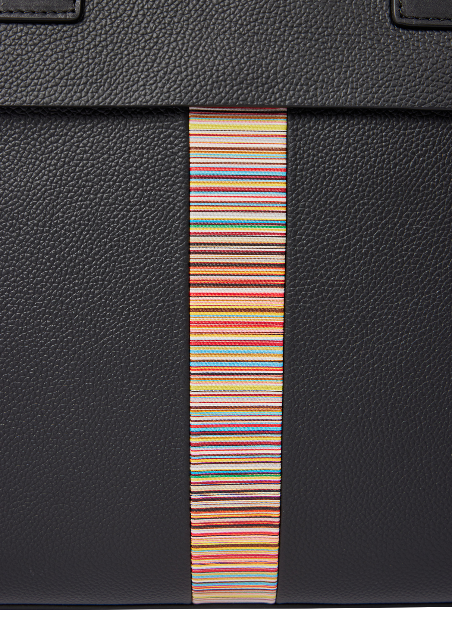 Men's Black Leather 'Signature Stripe' Trim Double-Zip Folio