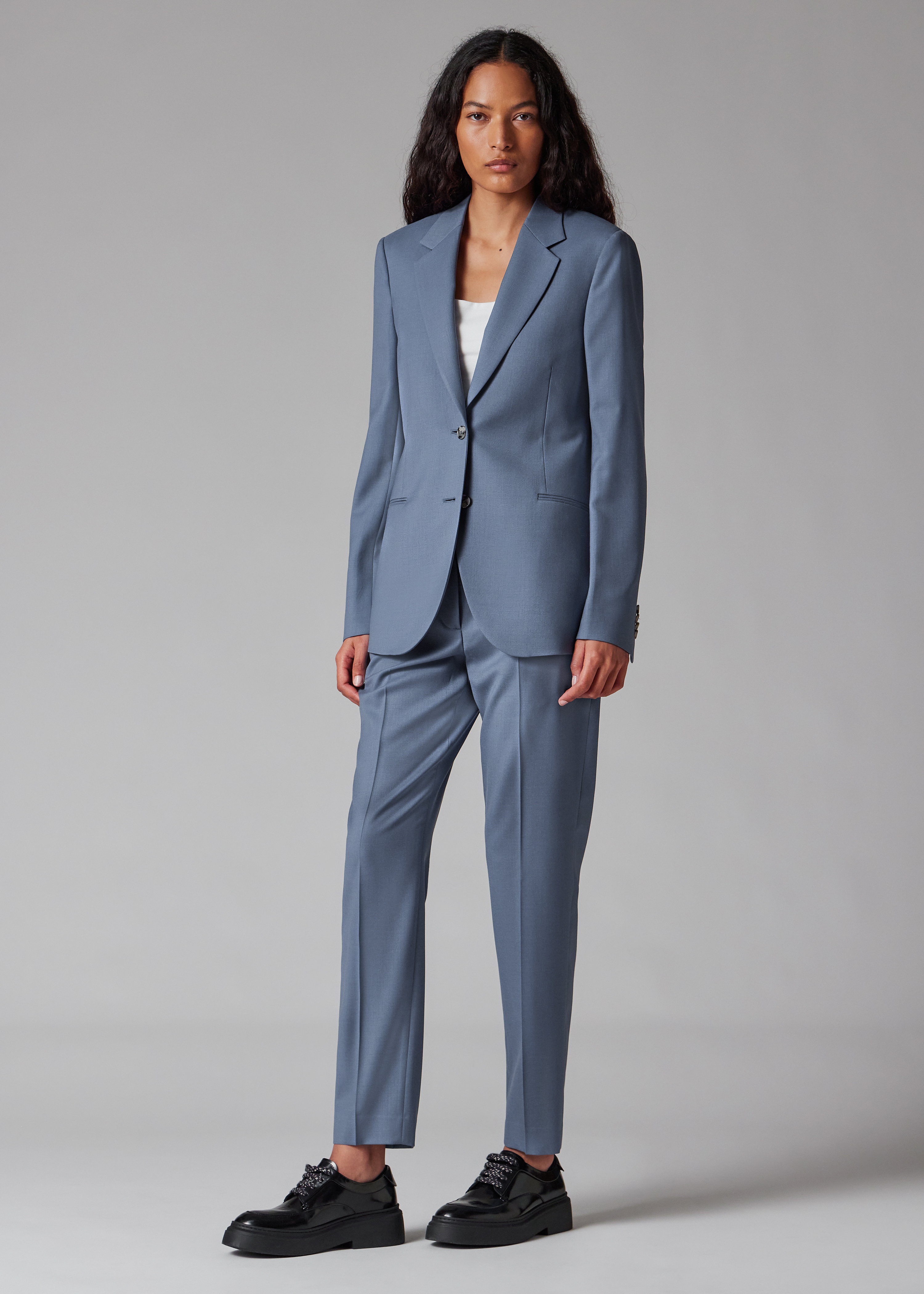Women's A Suit To Travel In - Steel Blue Wool Two-Button Blazer