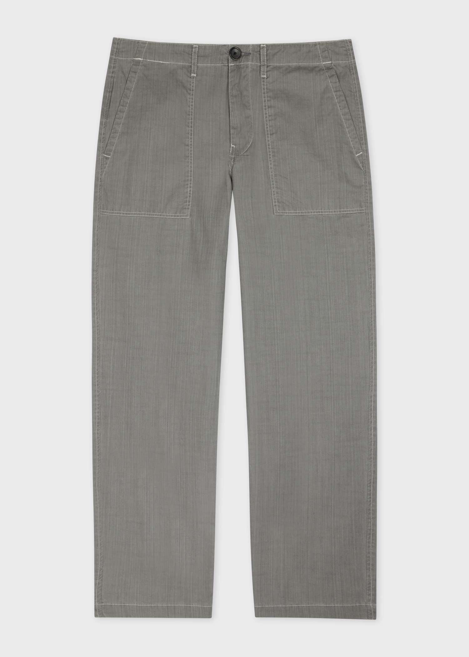 Grey Coated Slub-Cotton Trousers thumbnail 5