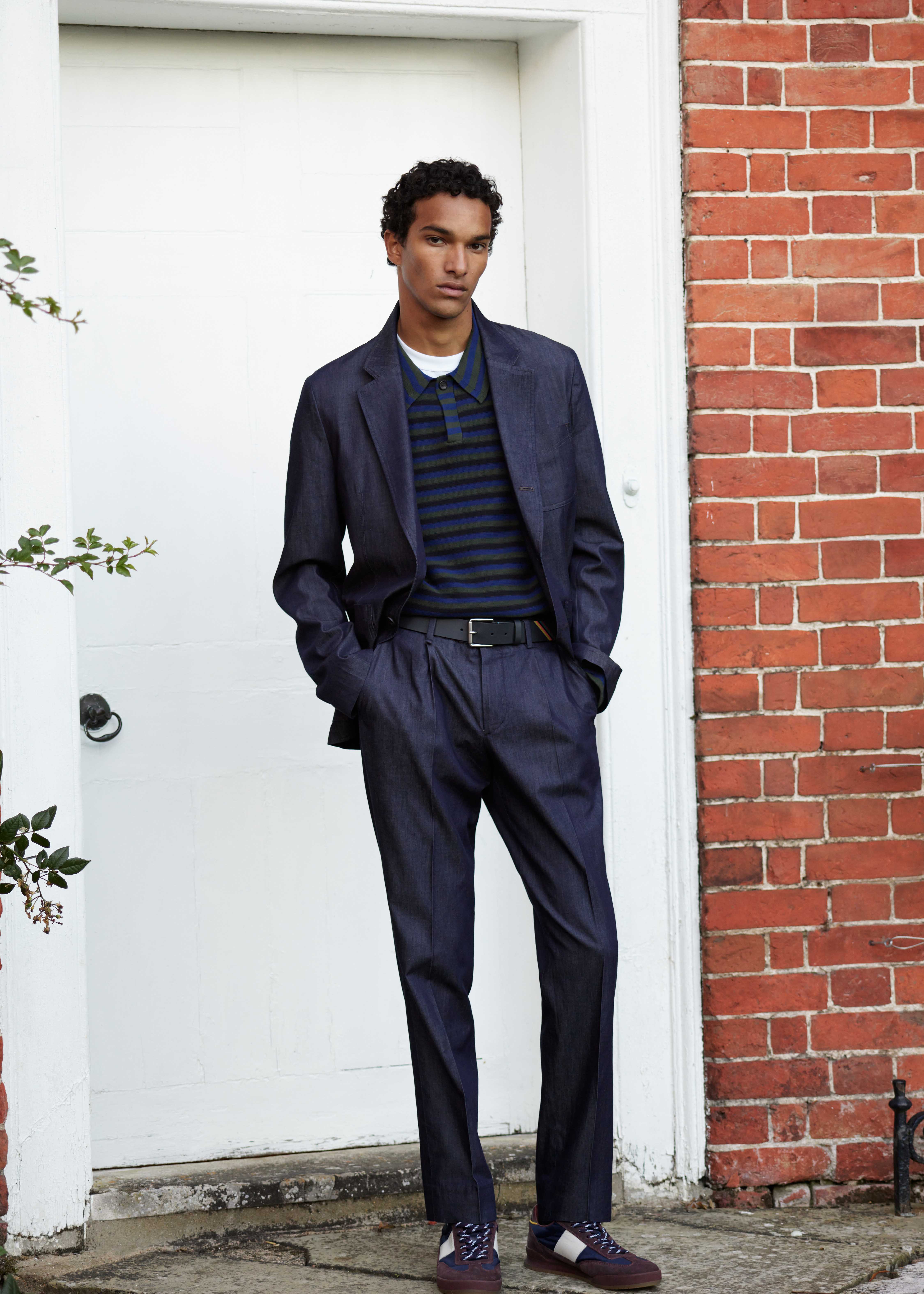 Indigo Rinse Cotton-Twill Pleated Trousers thumbnail 6