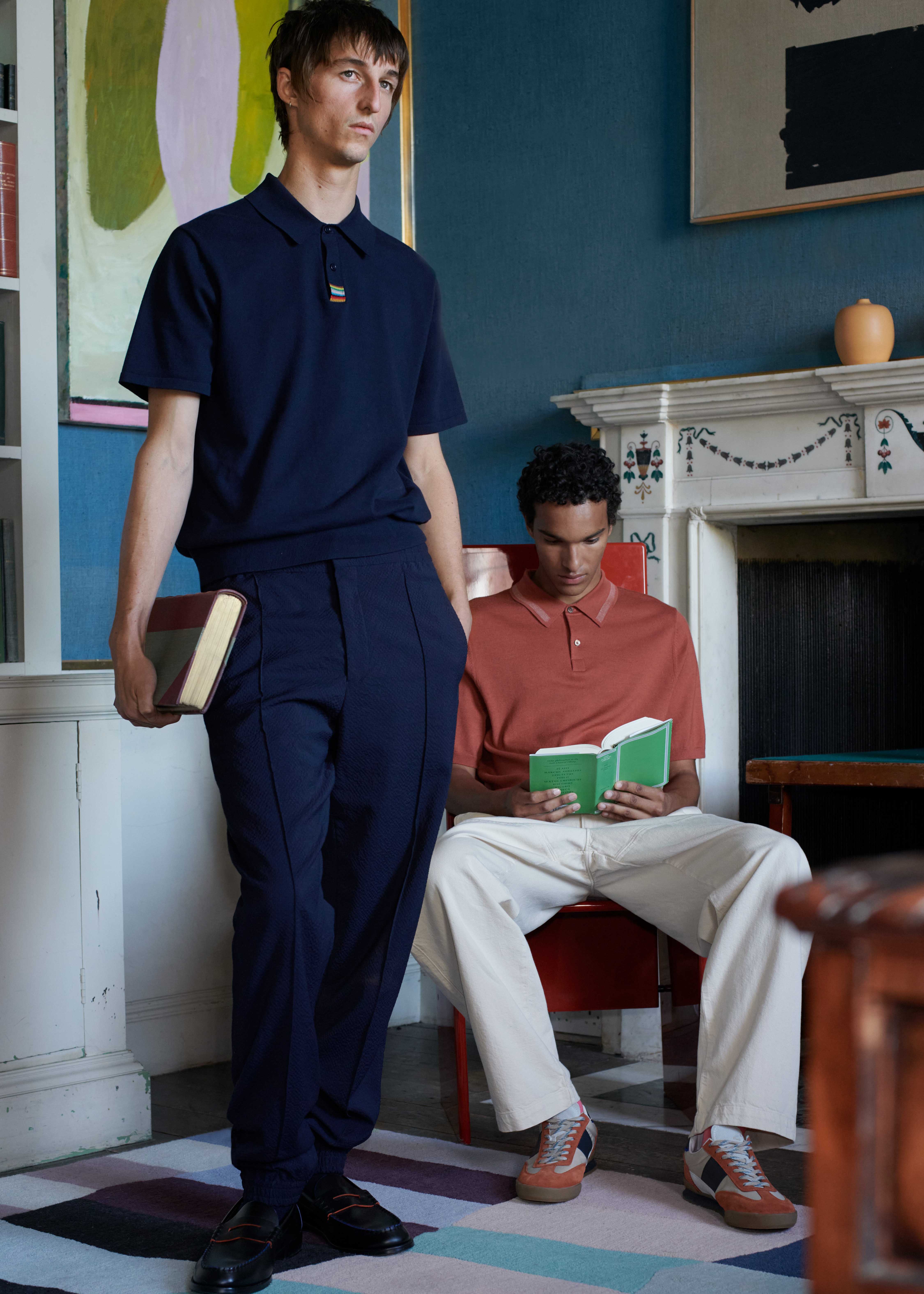 Paul Smith Dark Navy Seersucker Wool Elastic-Waist Trousers
