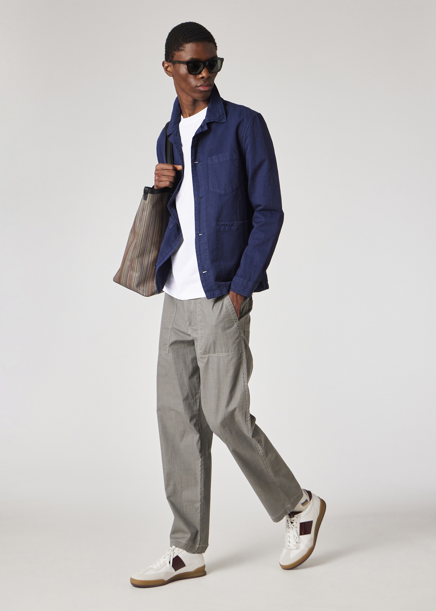 Grey Coated Slub-Cotton Trousers thumbnail 2