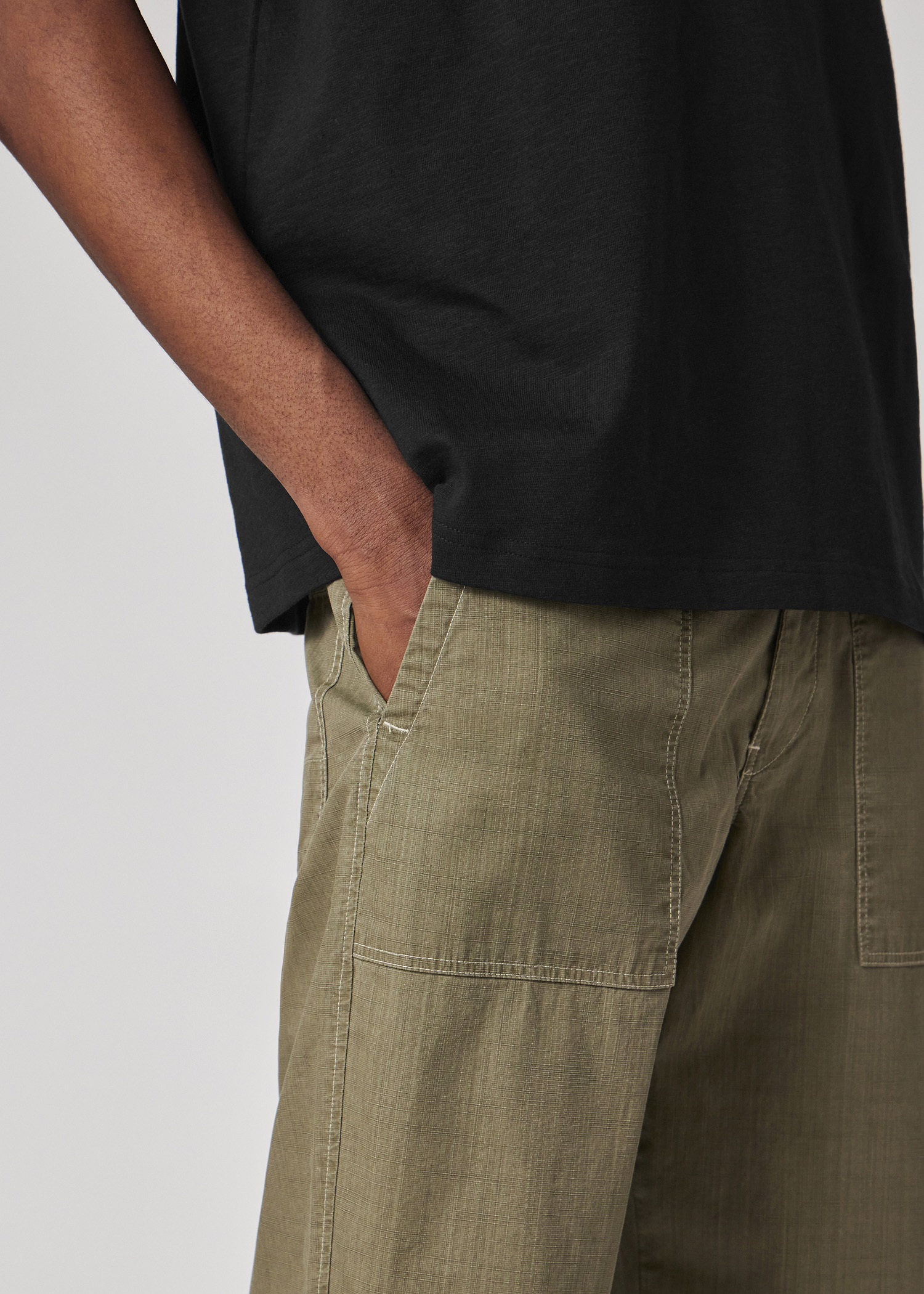 Khaki Coated Slub-Cotton Trousers primary image