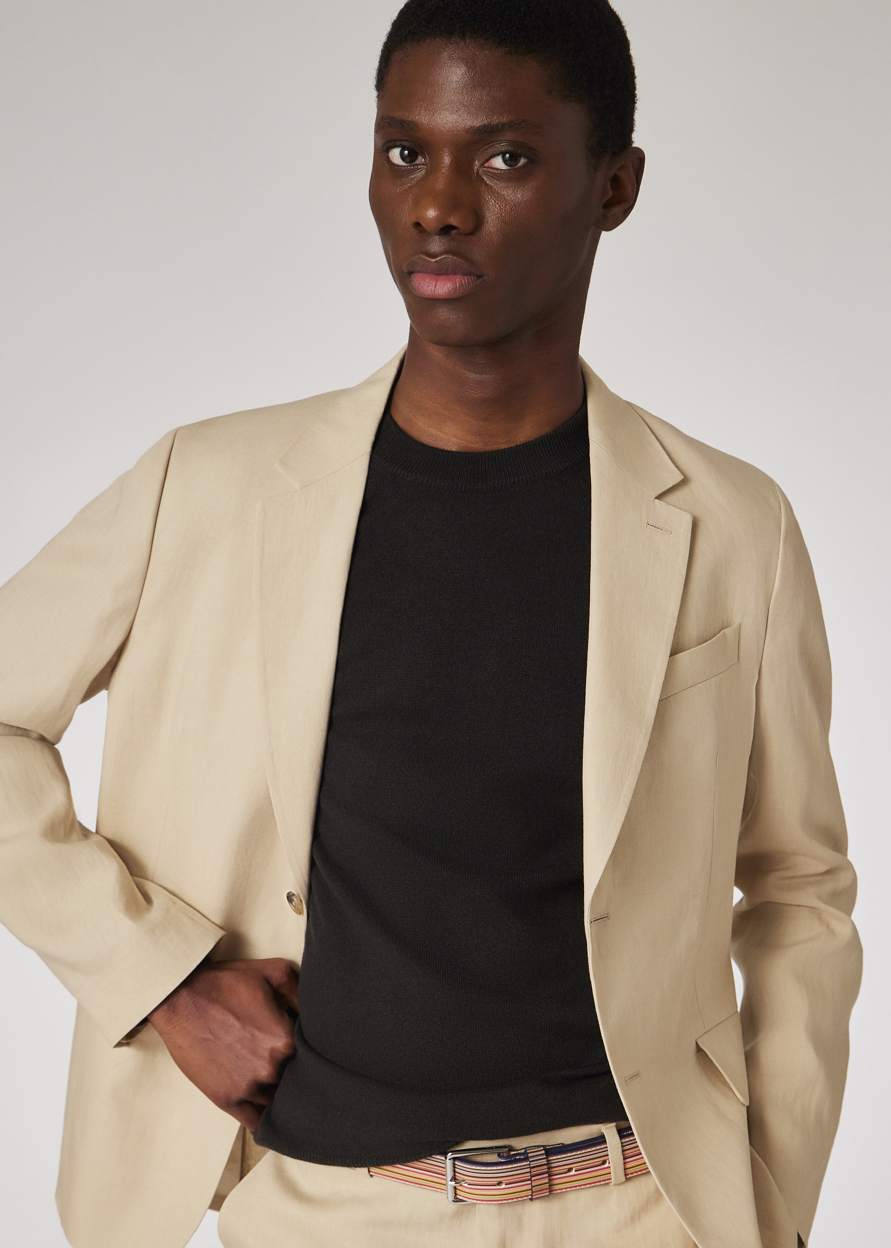 Beige Linen Buggy-Lined Blazer primary image