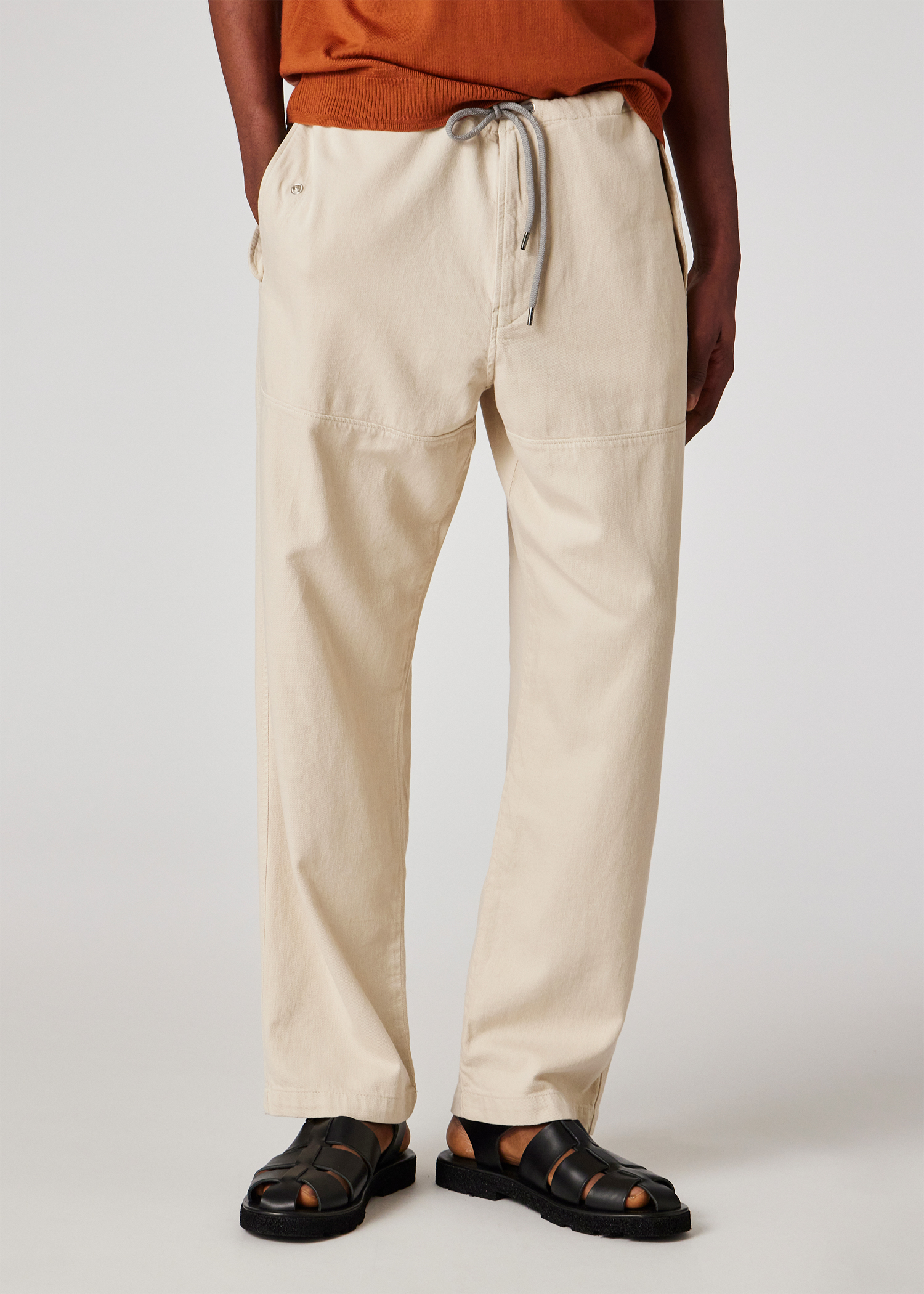 Relaxed-Fit Ecru Cotton-Linen Trousers thumbnail 2