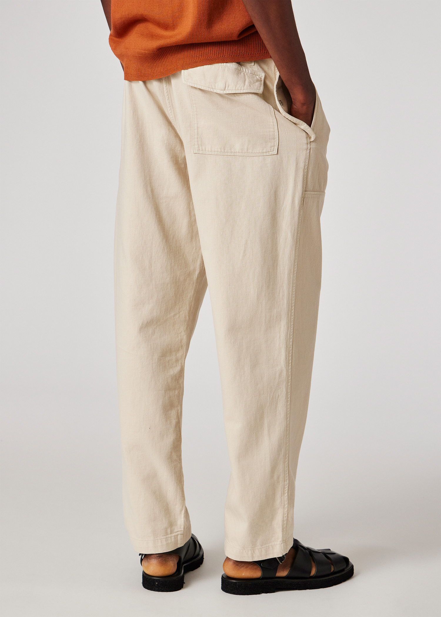 Relaxed-Fit Ecru Cotton-Linen Trousers thumbnail 4