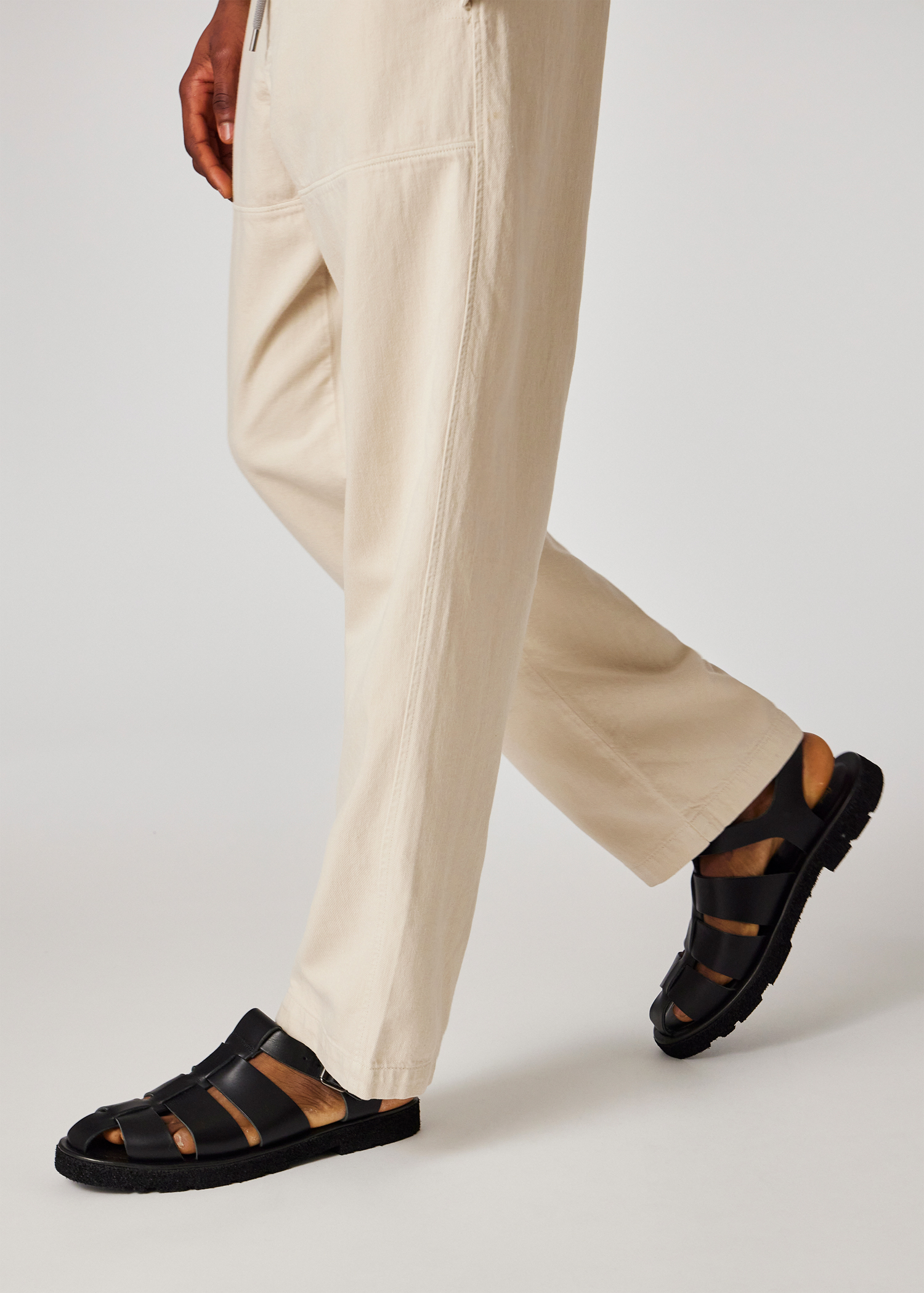 Relaxed-Fit Ecru Cotton-Linen Trousers thumbnail 5