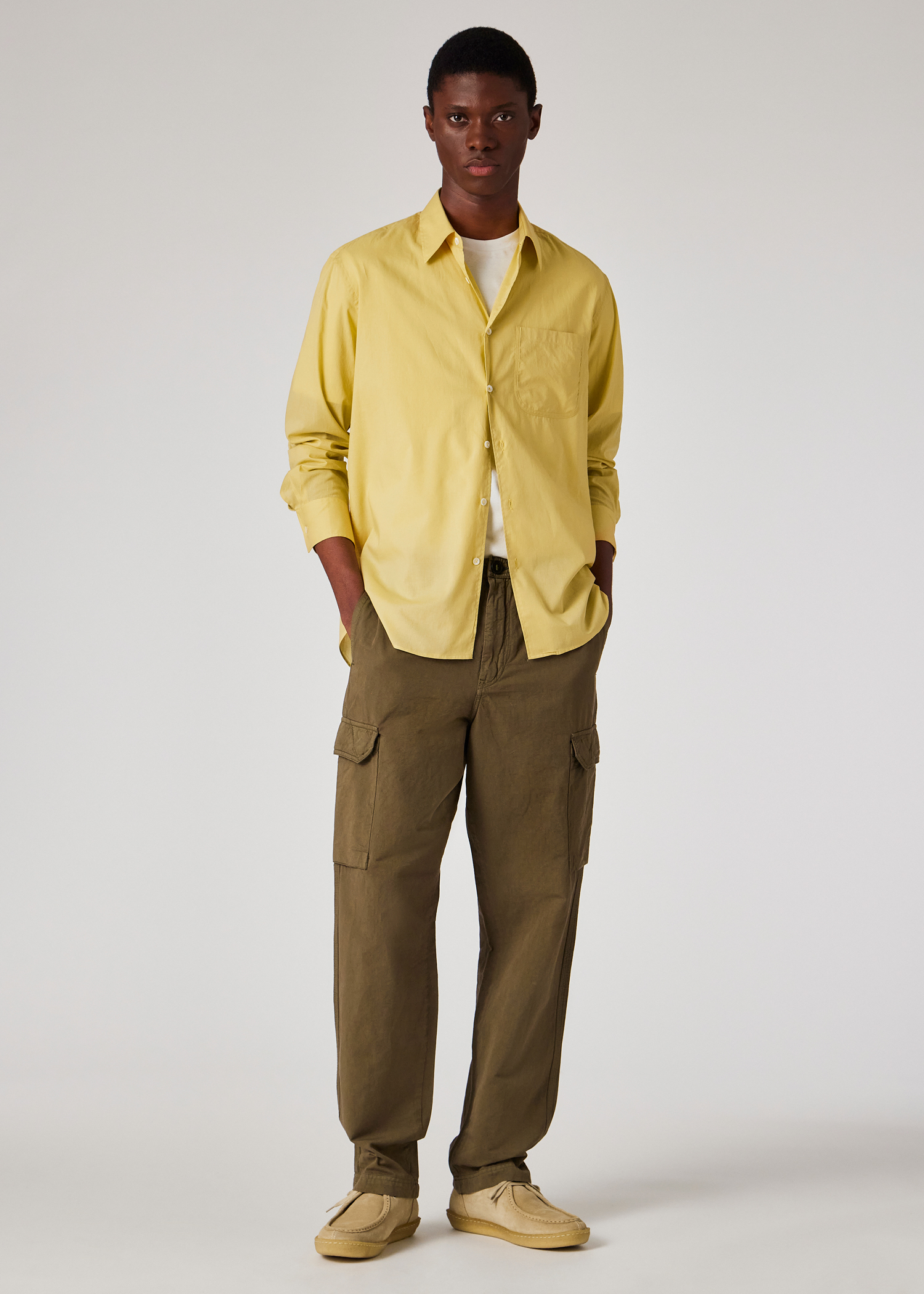 Khaki Green Cotton-Linen Cargo Trousers thumbnail 3
