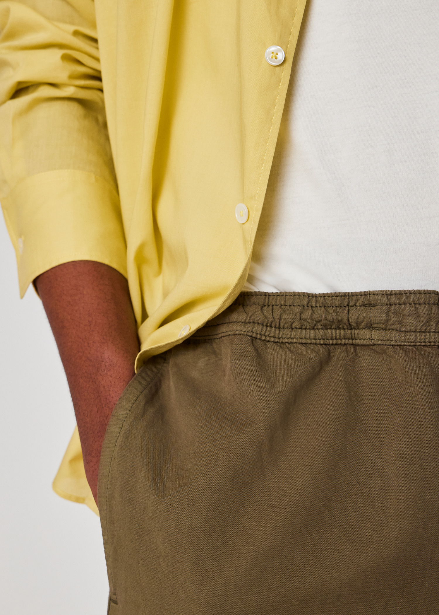 Khaki Green Cotton-Linen Cargo Trousers primary image