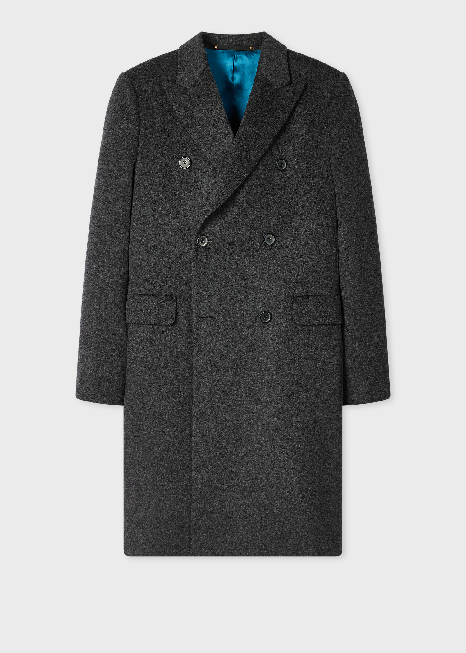 Paul Smith Charcoal Wool-Cashmere Blend Double Breasted Overcoat Paul Smith Charcoal Wool-Cashmere Blend Double Breasted Overcoat