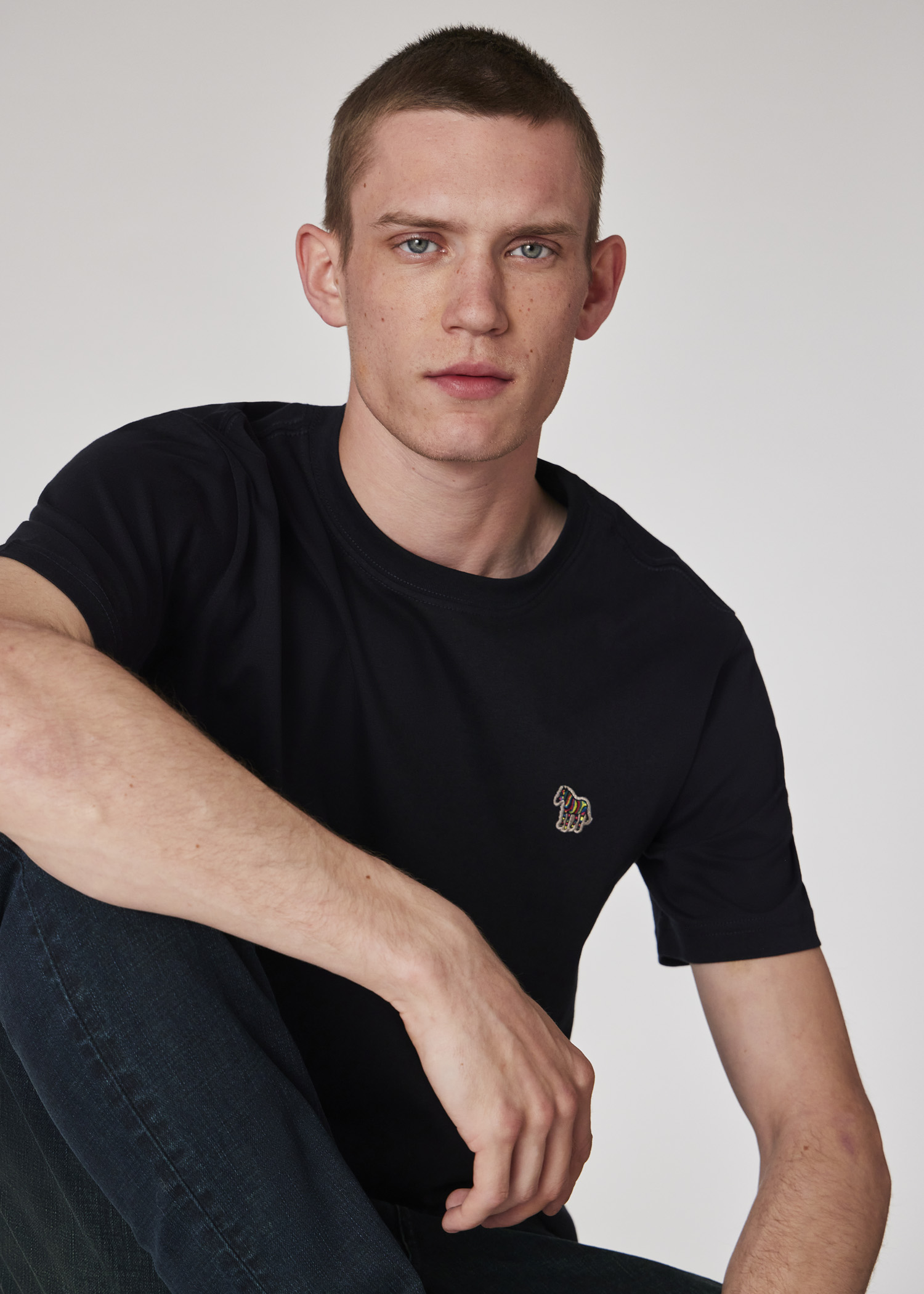 Navy Cotton Zebra Logo T-Shirt Navy Cotton Zebra Logo T-Shirt