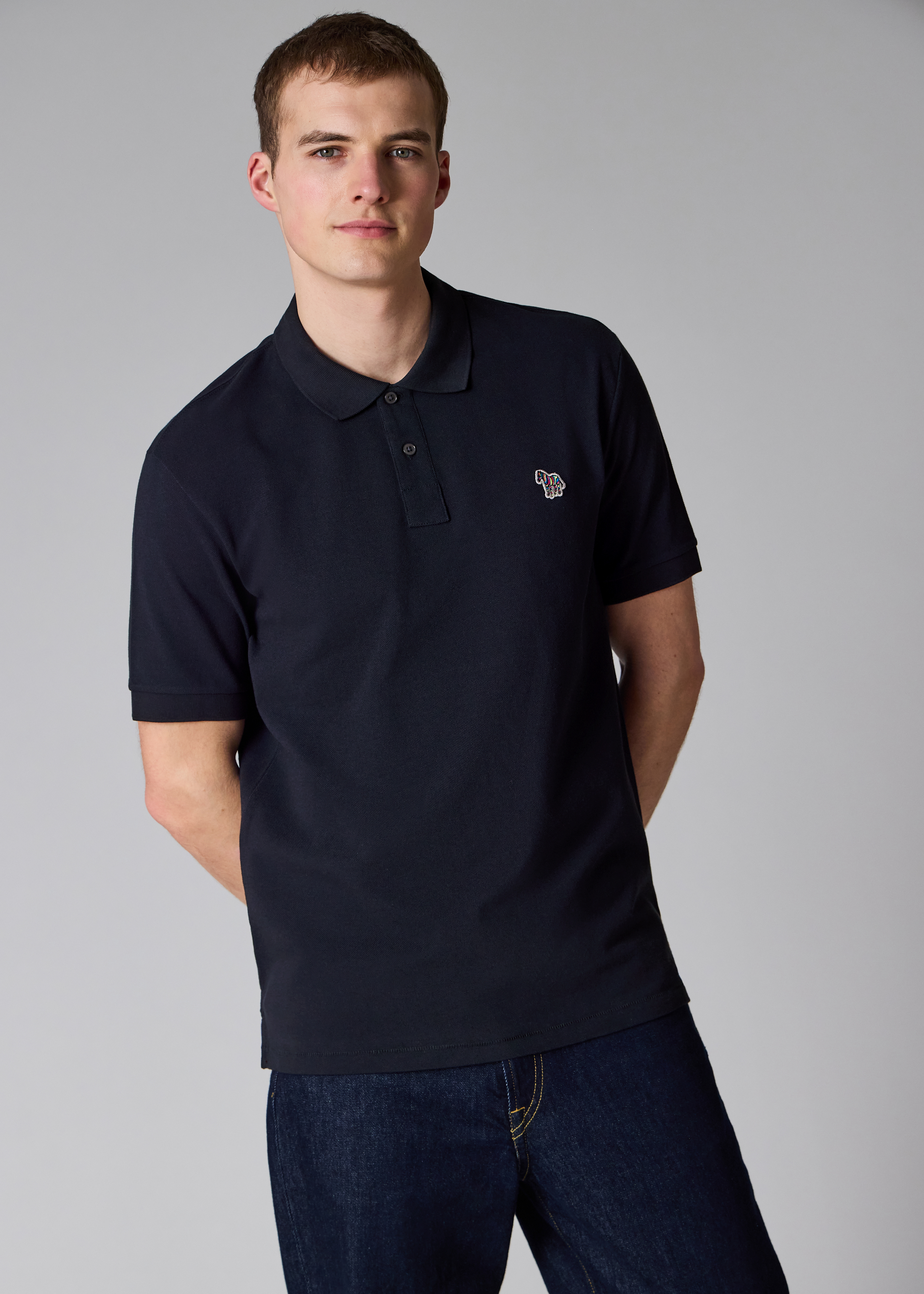 備**Paul Smith Union Jack Polo Shirts British Flag EMBROIDERED Union Jack Black Polo Shirt England UK