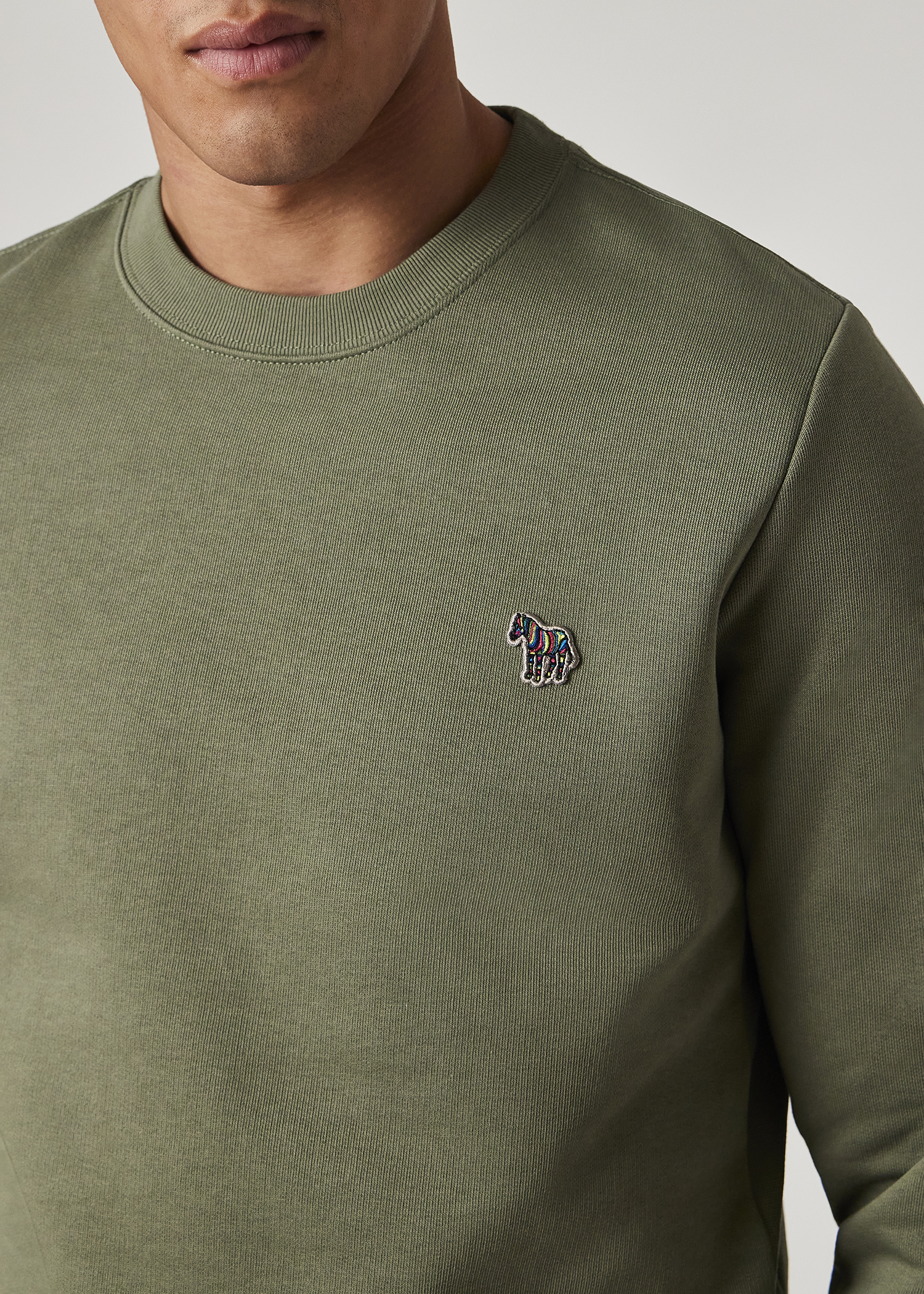 Men's Washed Green Organic Cotton Zebra Logo Sweatshirt
