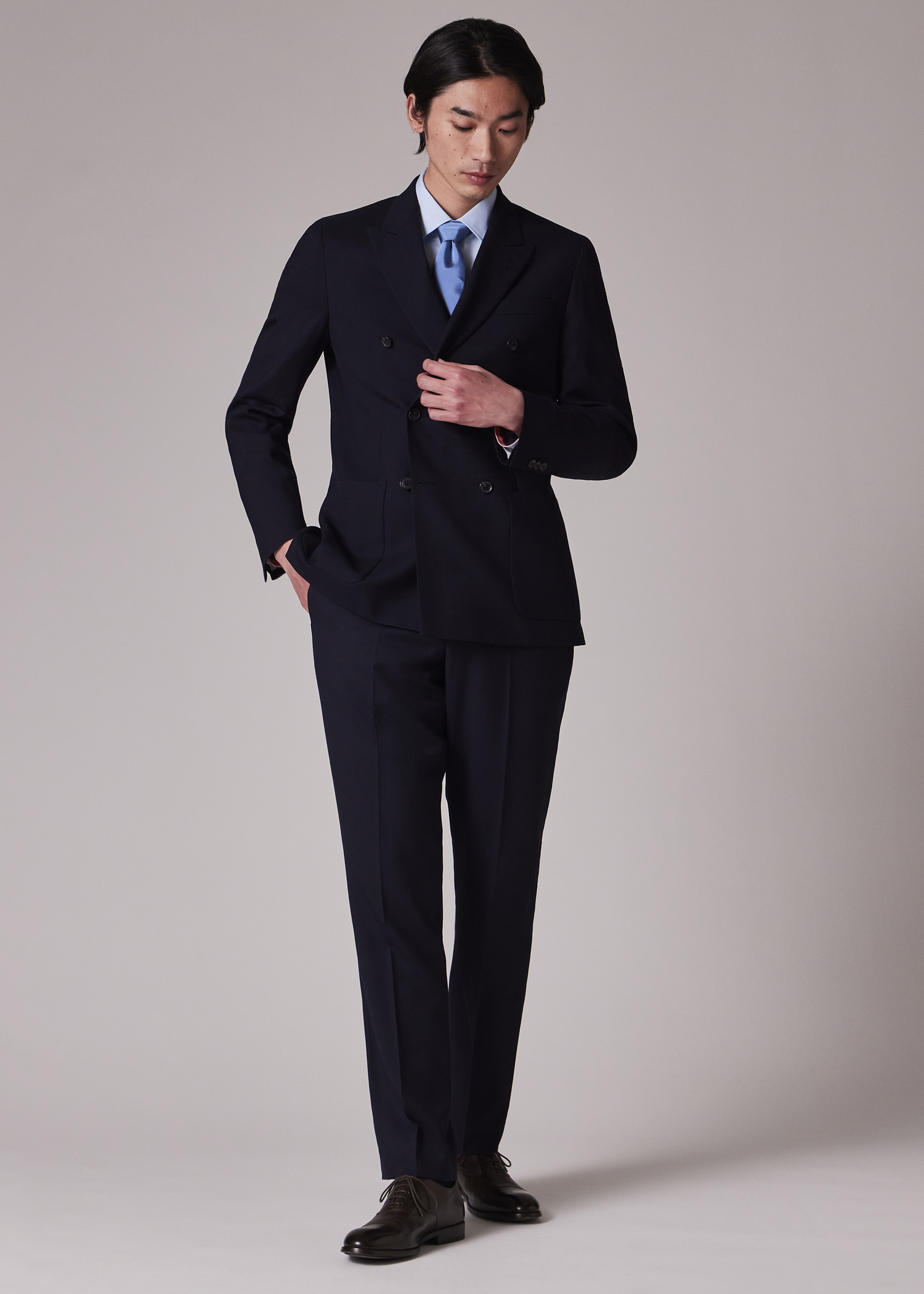 Tailored-Fit Navy 'Suit To Travel In' Double-Breasted Blazer thumbnail 4